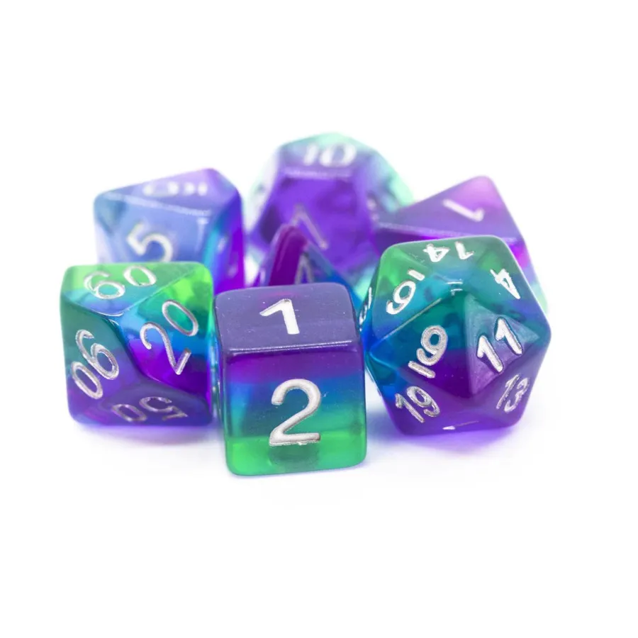 

Полисетка полупрозрачная синяя Аврора с белым (7), Acrylic-Resin Dice - Gradient