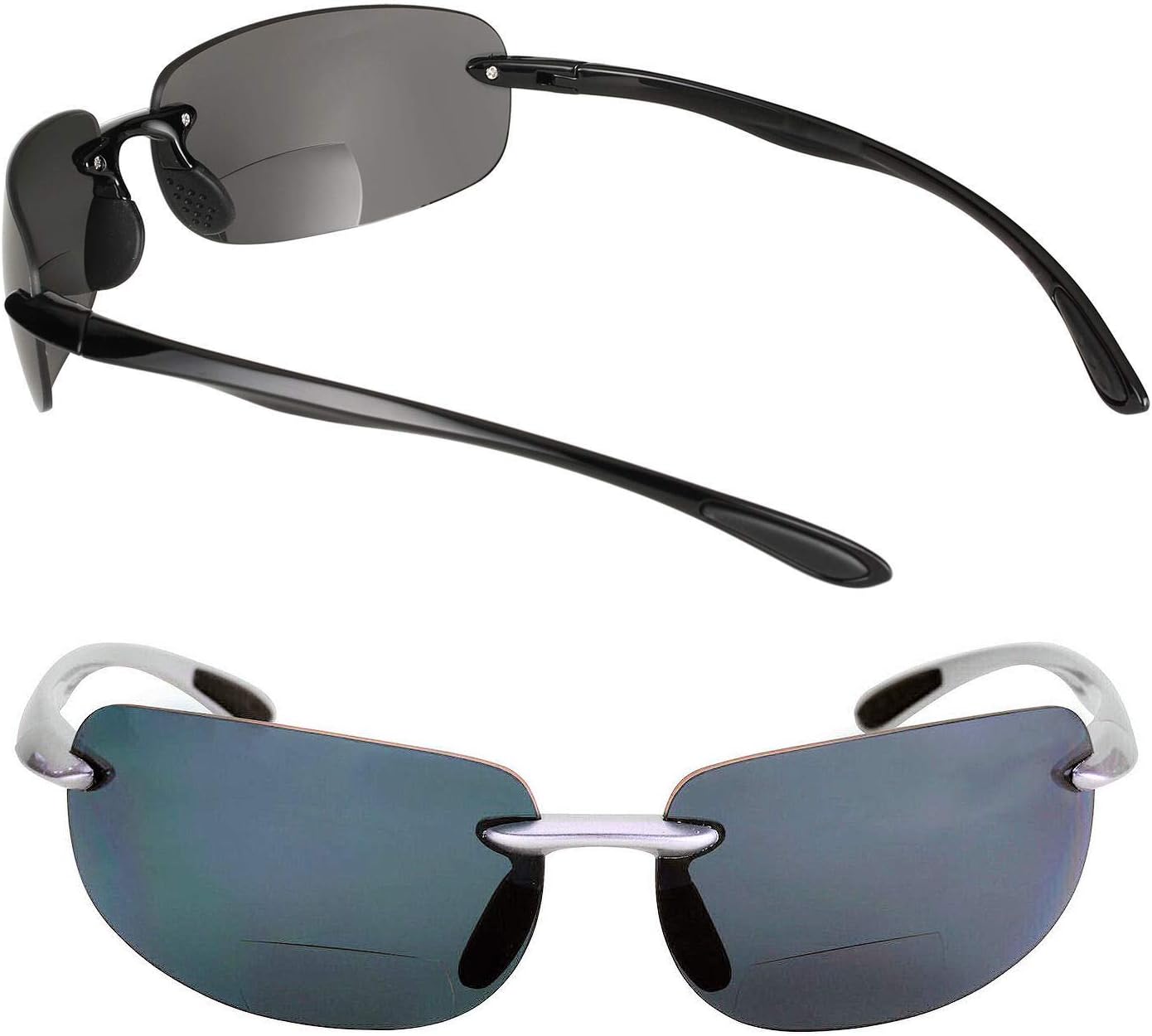 

Солнцезащитные очки Mass Vision 'The Influencer' (2 пары) с легкими спортивными поляризованными бифокальными линзами для чтения, для мужчин и женщин, Polarized - Black/Silver