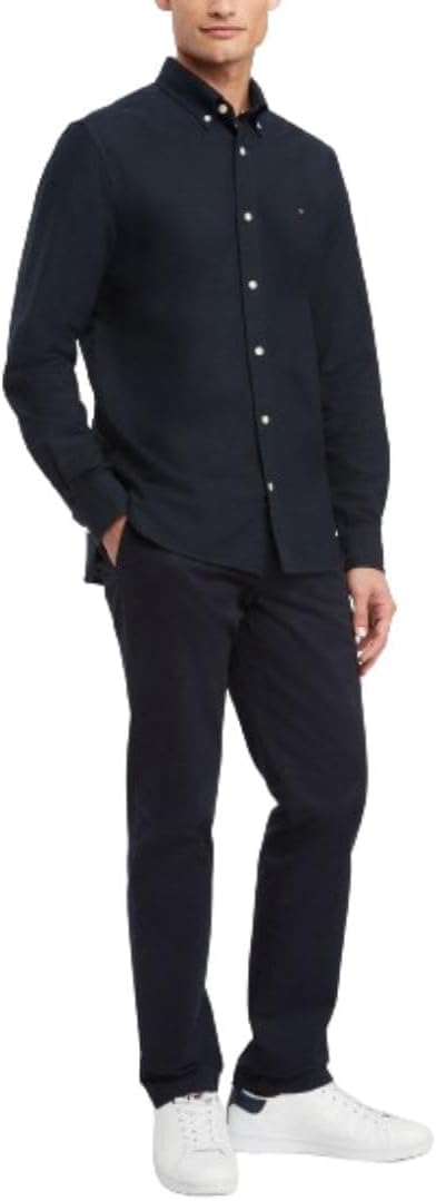 Мужская рубашка-оксфорд с длинным рукавом и застежкой на пуговицы Tommy Hilfiger, эластичный крой, классический крой, Desert Sky — фото 4