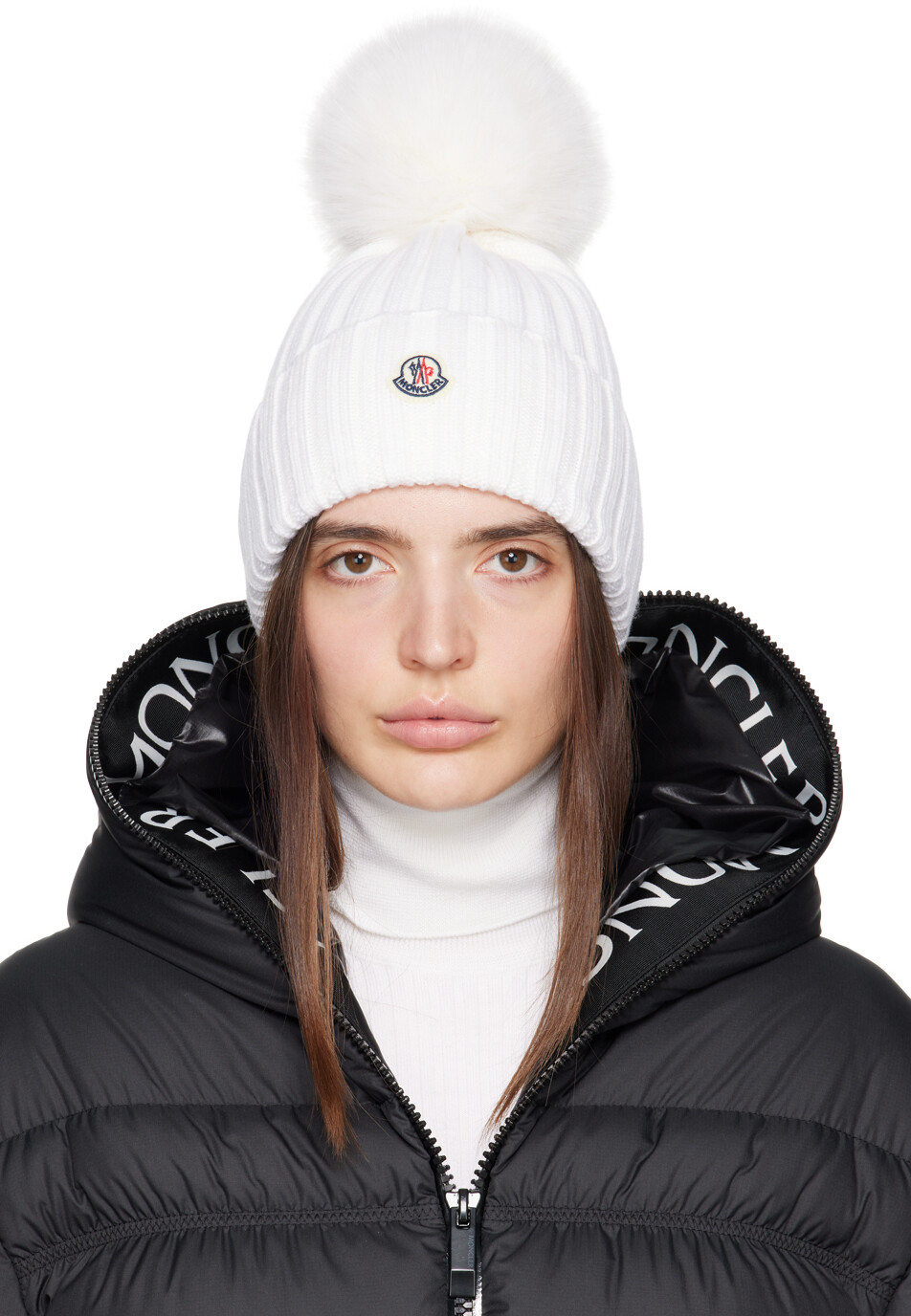 

Шапочка с помпоном Moncler, белый
