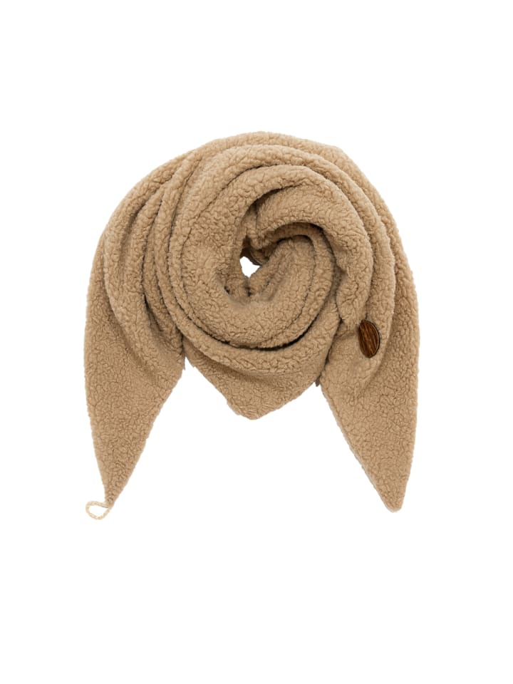 

Faera Мягкий вязаный шарф с бахромой бежевого цвета для стильных зимних образов