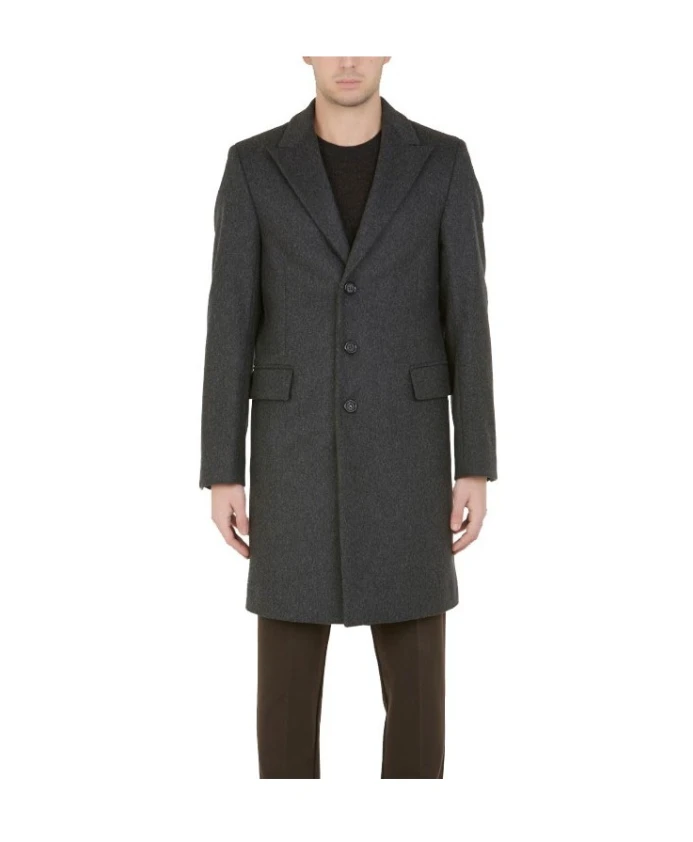 

Мужское пальто из антрацитовой шерсти Paolo Pecora, черный