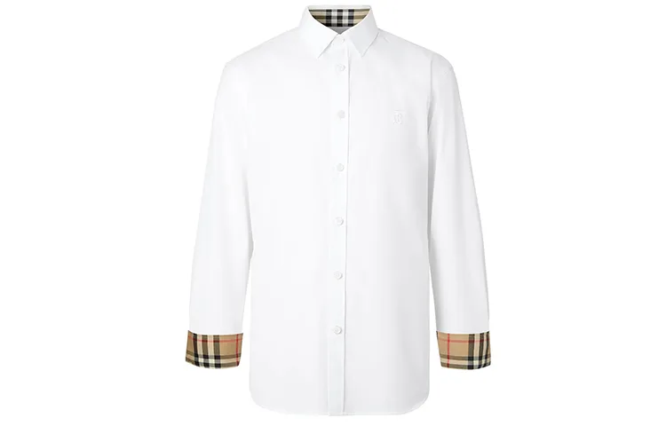 Рубашка Burberry из хлопкового поплина с монограммой и стретчем, slim fit, белый — фото 3