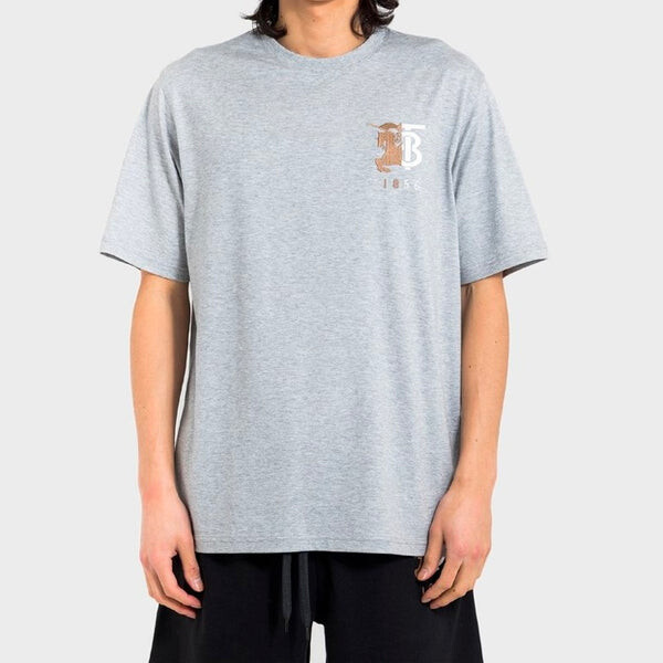 Футболка Burberry mens puzzle embroidery logo short sleeve, серый — фото 3