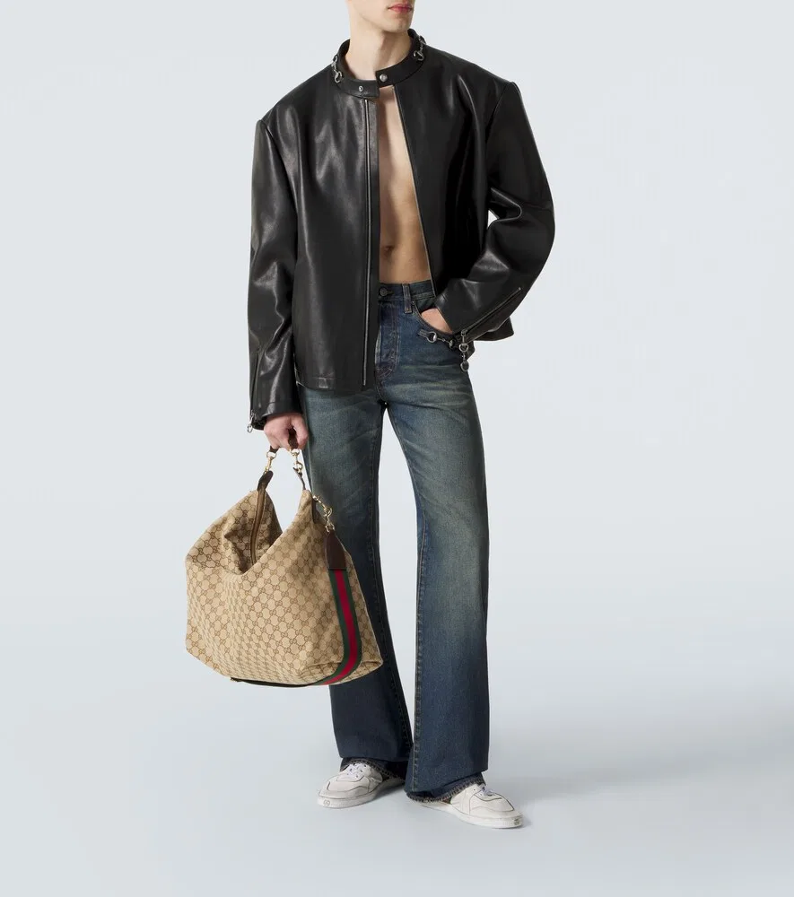 Куртка Gucci Horsebit, кожаная, черная — фото 2