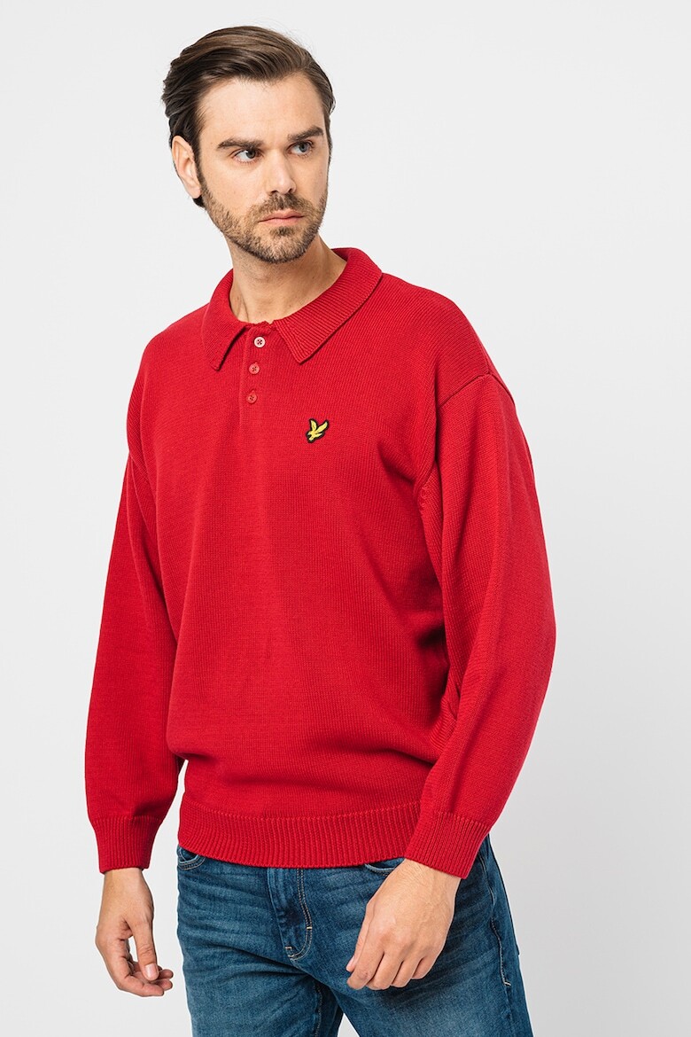 

Свитер с воротником и заниженными рукавами Lyle & Scott, красный