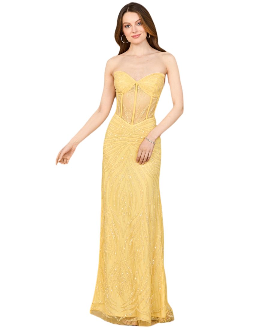 

Женское вечернее платье-корсаж с бисером и разрезом Lara, Lemon