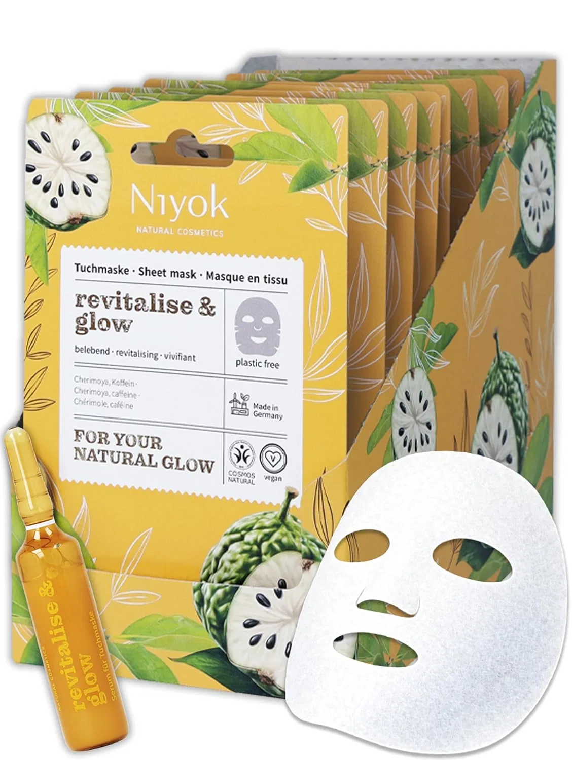 Тканевая маска Niyok — Тонизирующая для лица «Revitalise & Glow» с кофеином и черимойей от
