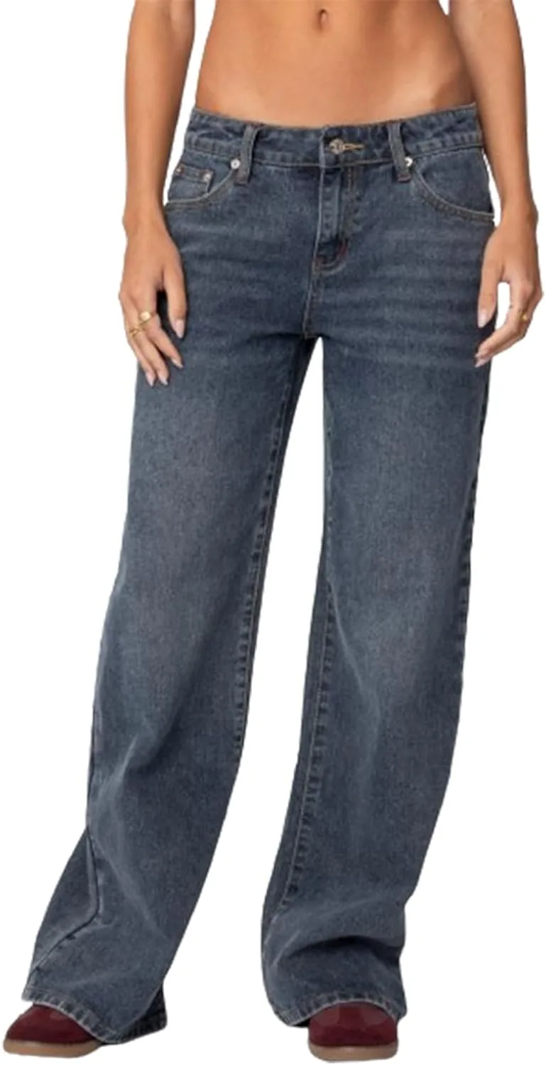 

Женские джинсы прямые широкие мешковатые high waisted relaxed fit деним Fuguibadn