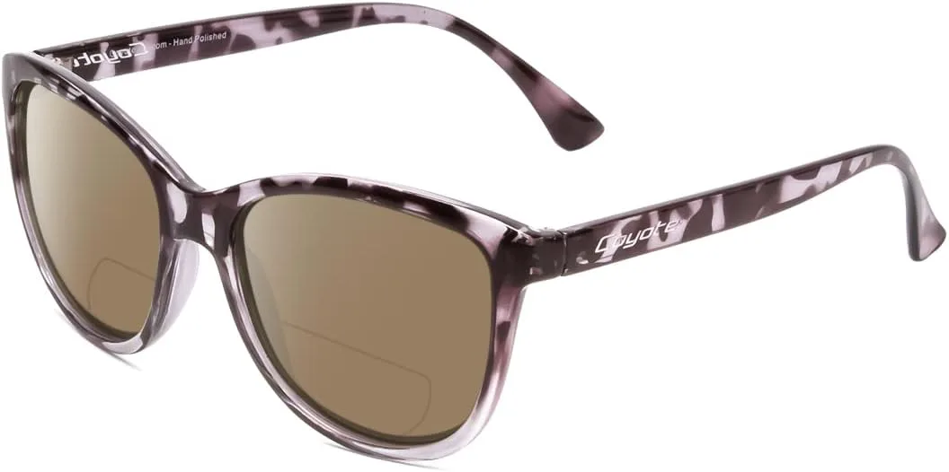 

Поляризованные бифокальные солнцезащитные очки Coyote Raven в фиолетово-черепаховом коричневом и коричневом цвете +1.00, Purple Tortoise Brown Frame/Brown Lens