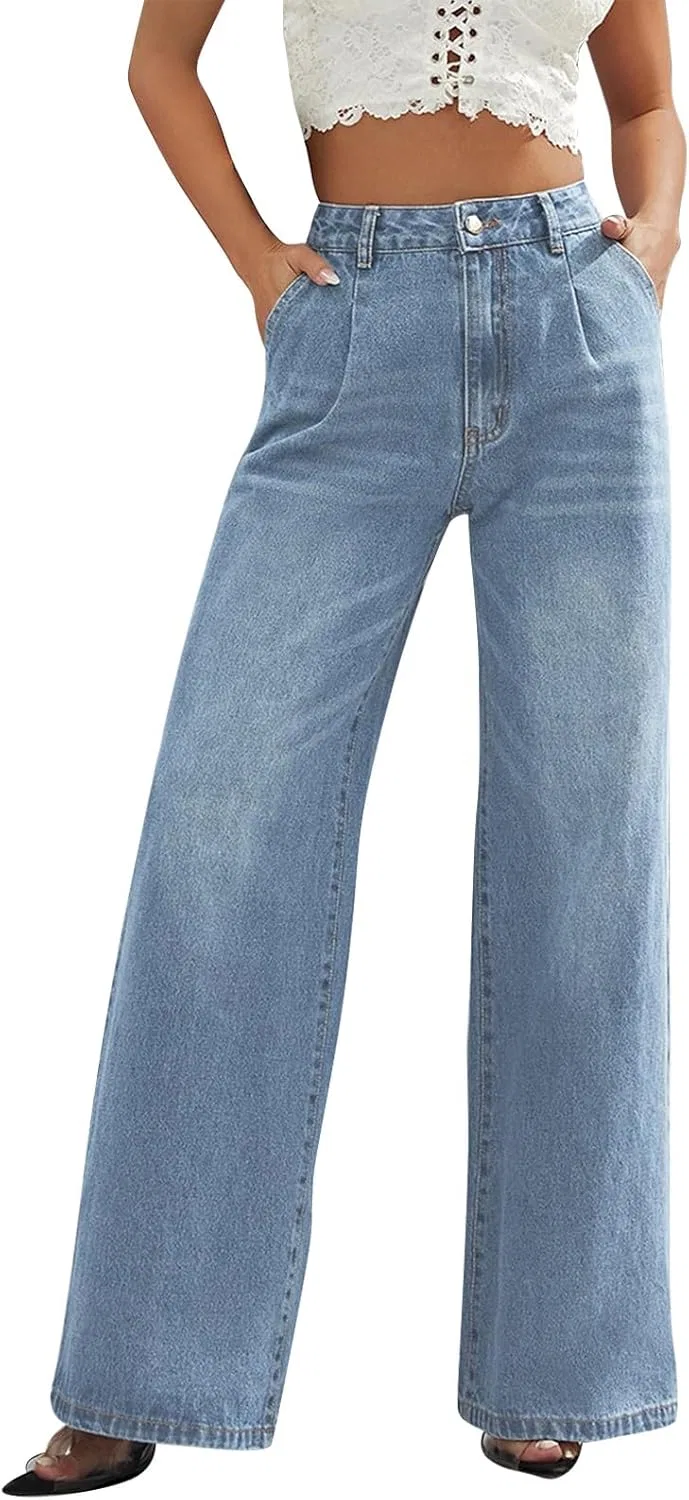 Джинсы с завышенной талией, клеш, Denim, голубой