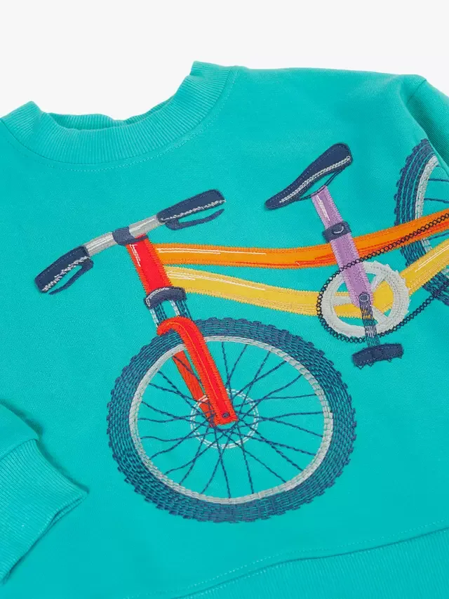 Детская толстовка из высококачественного хлопкового флиса, цвет Pacific Aqua/Bike Frugi — фото 2