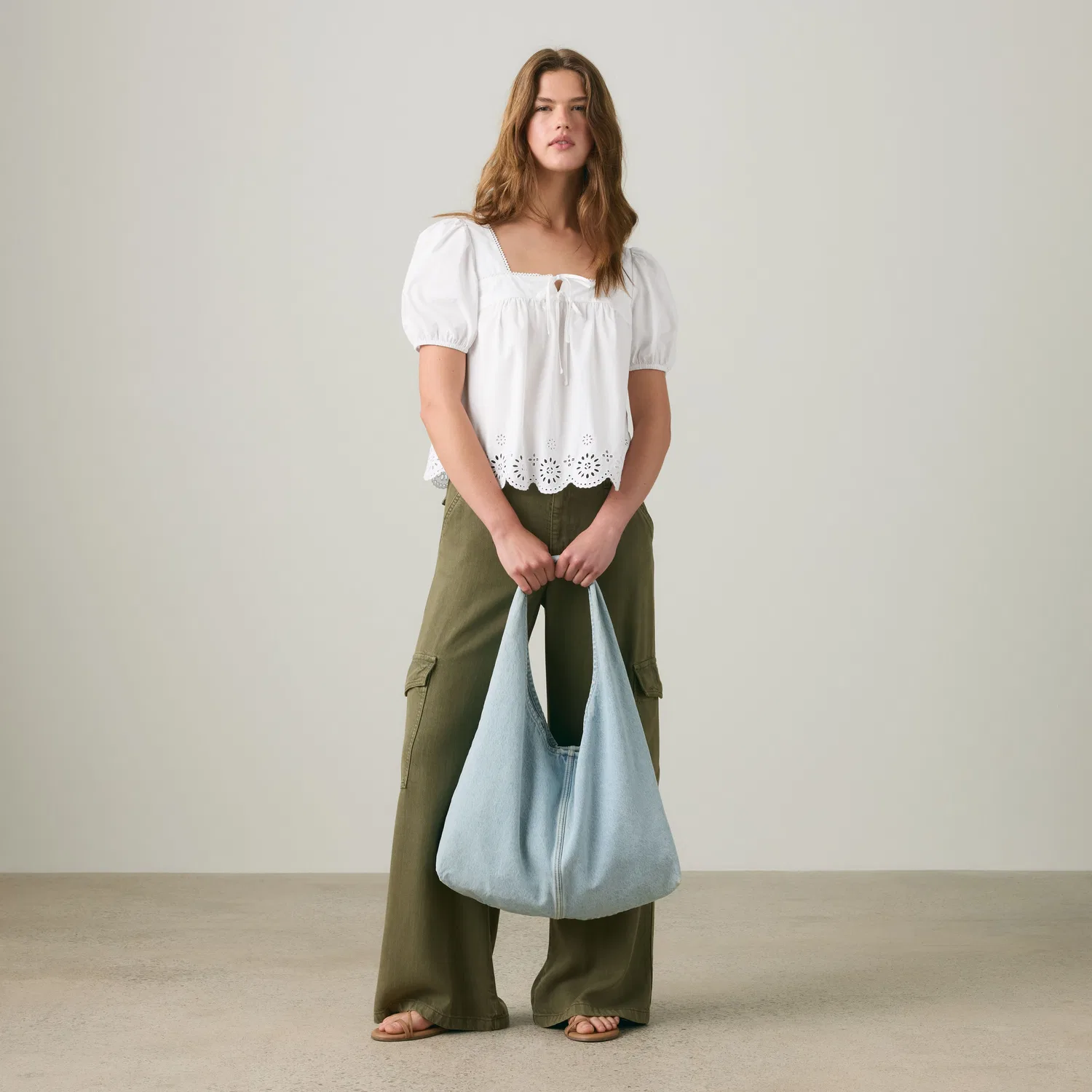 Милая блузка с короткими рукавами и ажурной отделкой Levi's, White