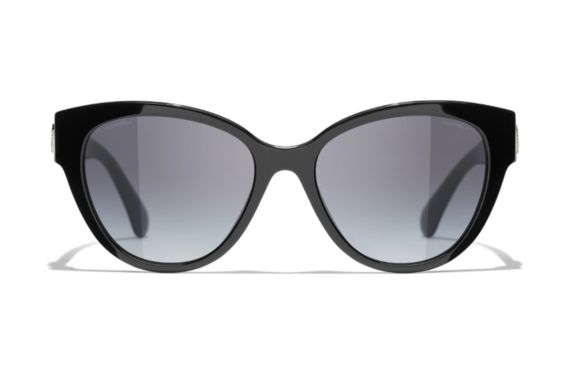 CHANEL Пластиковая оправа бабочка солнцезащитные очки Unisex Black, Black — фото 3