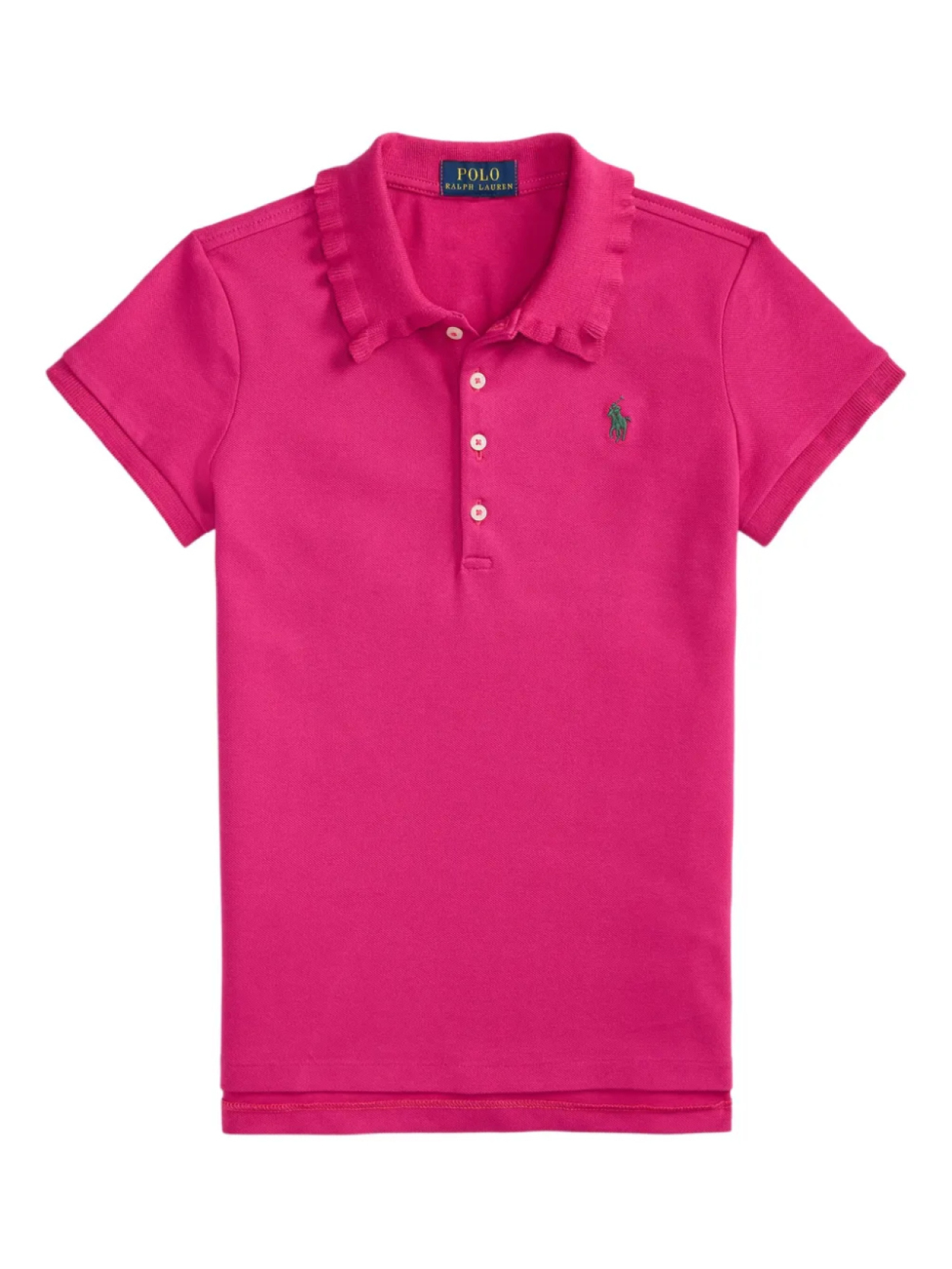 

Рубашка поло с рюшами и воротником-стойкой POLO RALPH LAUREN KIDS, розовый