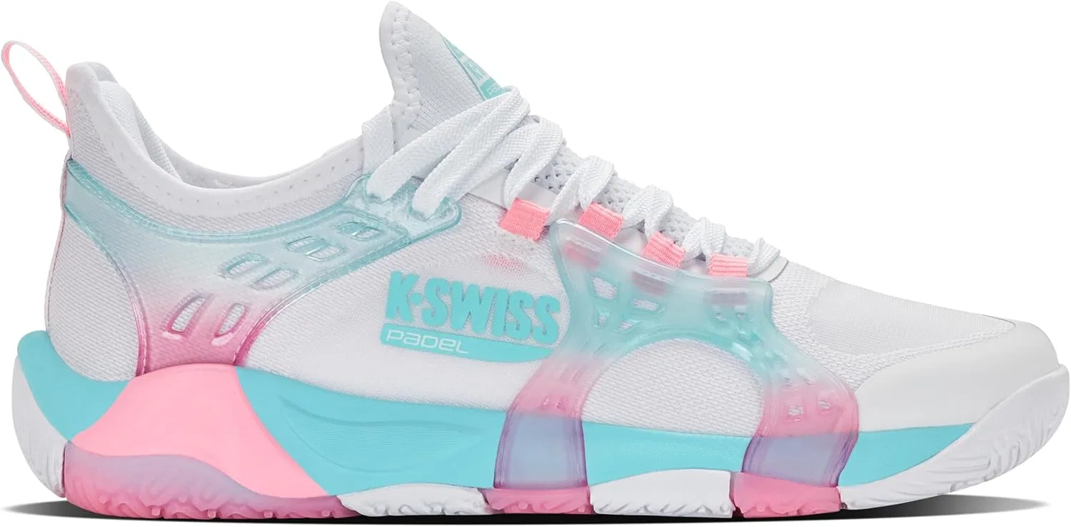 Кроссовки для падел тенниса K-Swiss, белый/софт-неон-блю/неон-баббл-гам