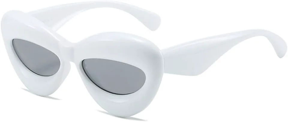 

Солнцезащитные очки LVTFCO Retro Cat Eye Candy Color для женщин, модные, с овальными линзами, защита от УФ-излучения UV400, для мужчин, желто-розовые, White Grey