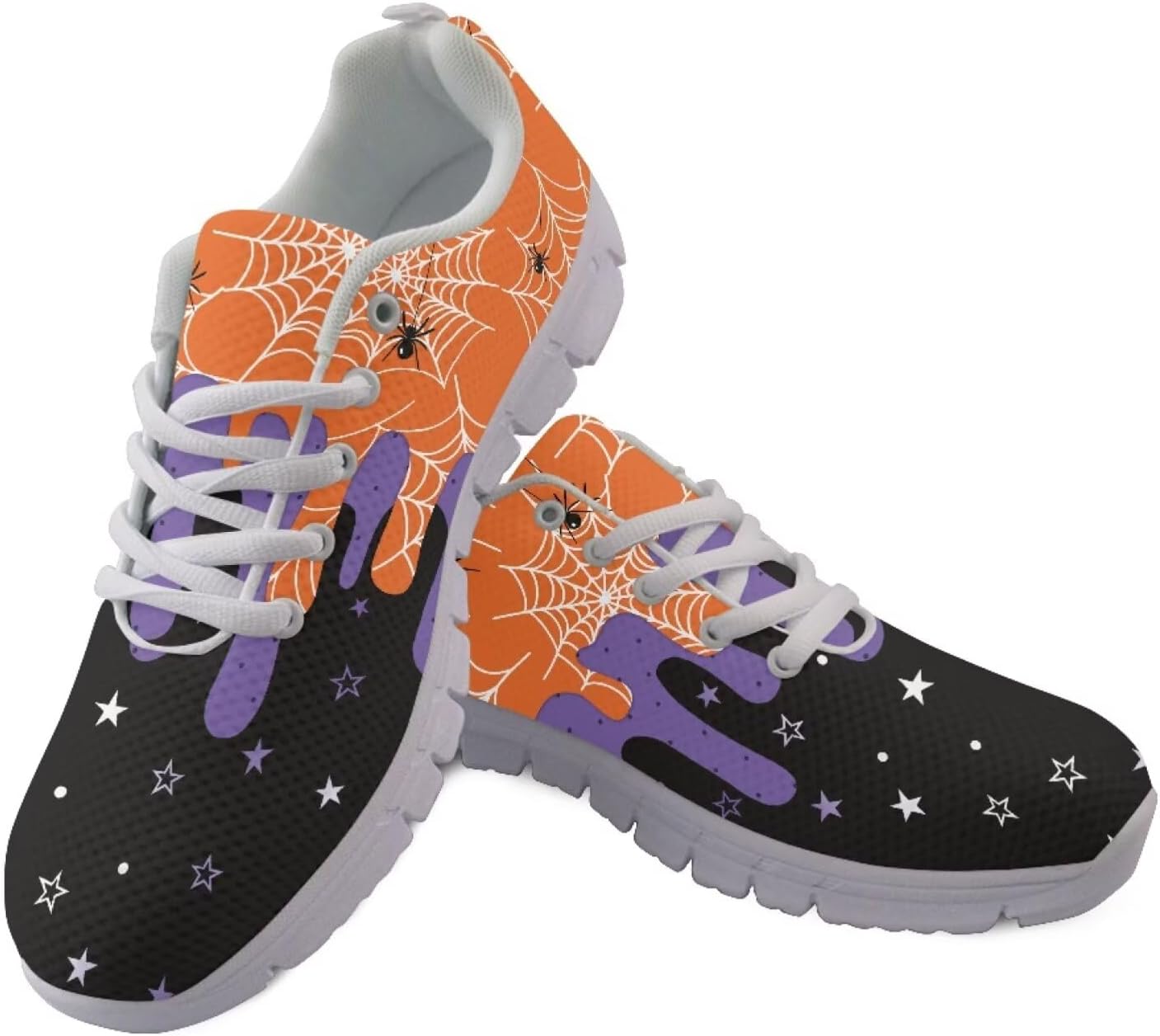 

Кроссовки Forchrinse для женщин и мужчин, повседневные, с шнуровкой, для бега, дышащие, легкие теннисные обувь, Halloween Spider Web