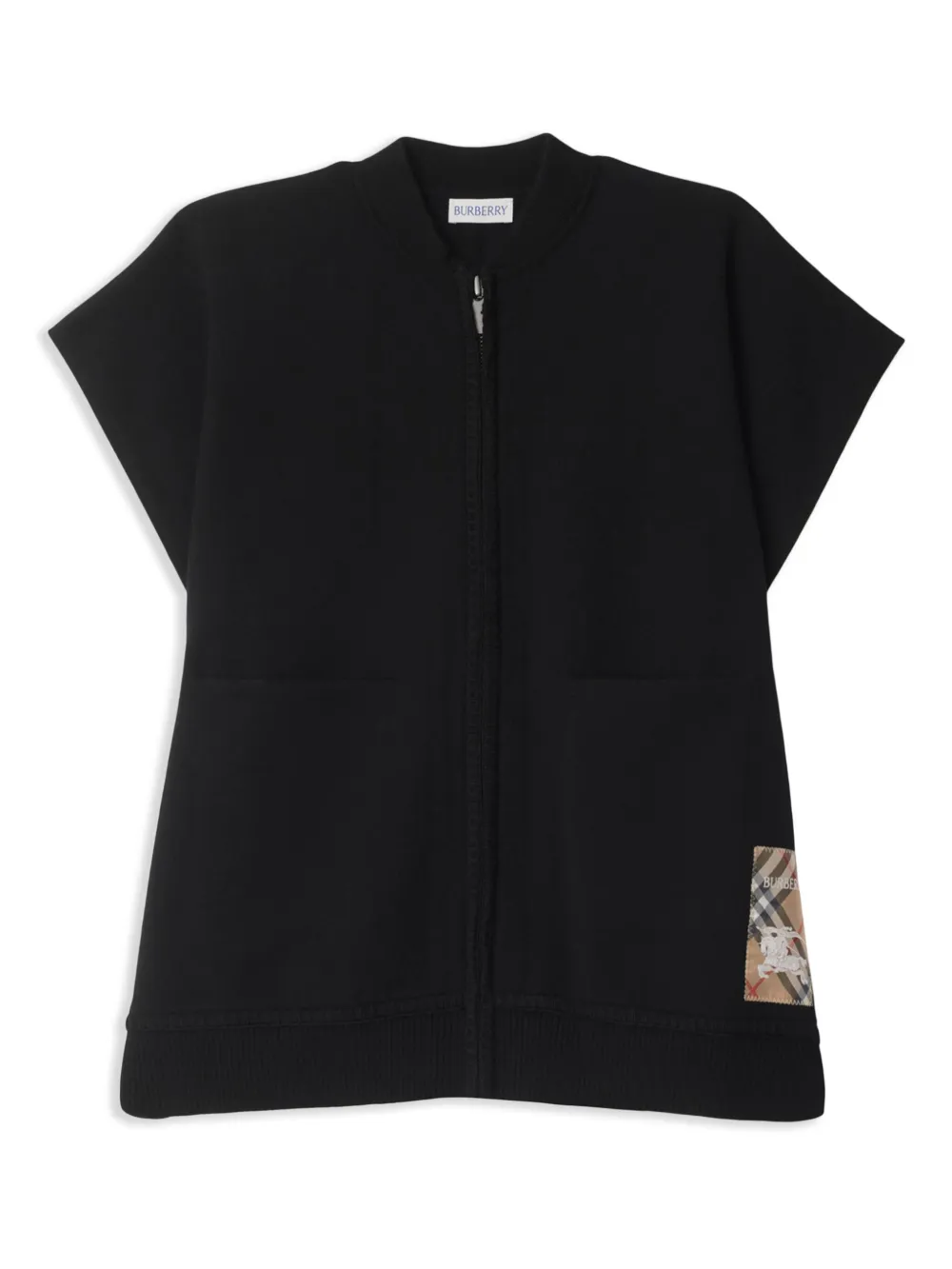 

Клетчатый кейп с нашивкой-логотипом BURBERRY KIDS, черный