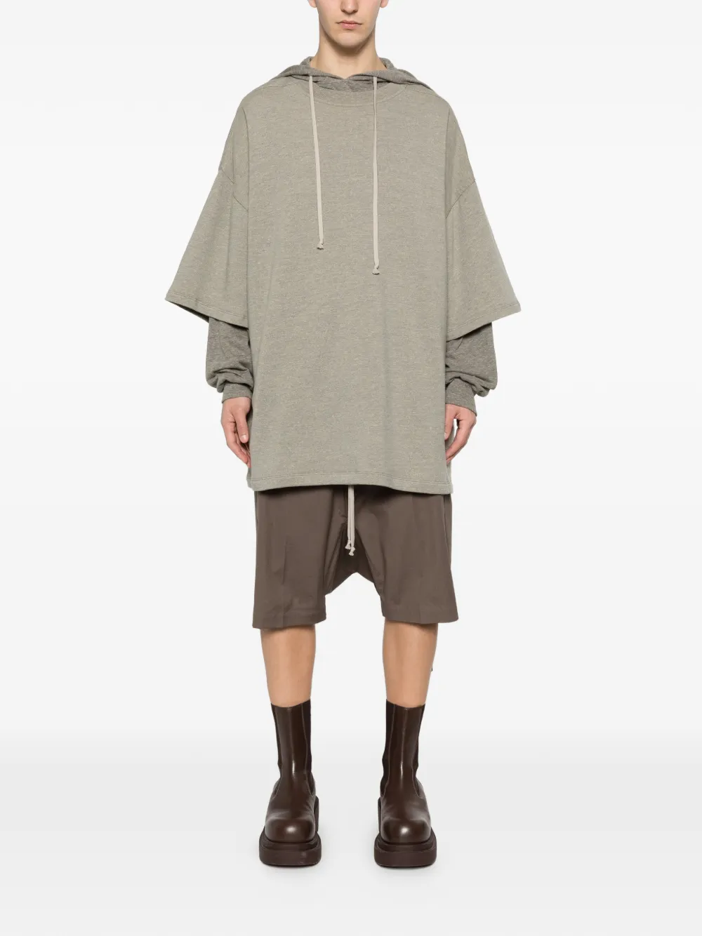 

Свитшот с эффектом меланжа и многослойным дизайном Rick Owens Drkshdw, серый