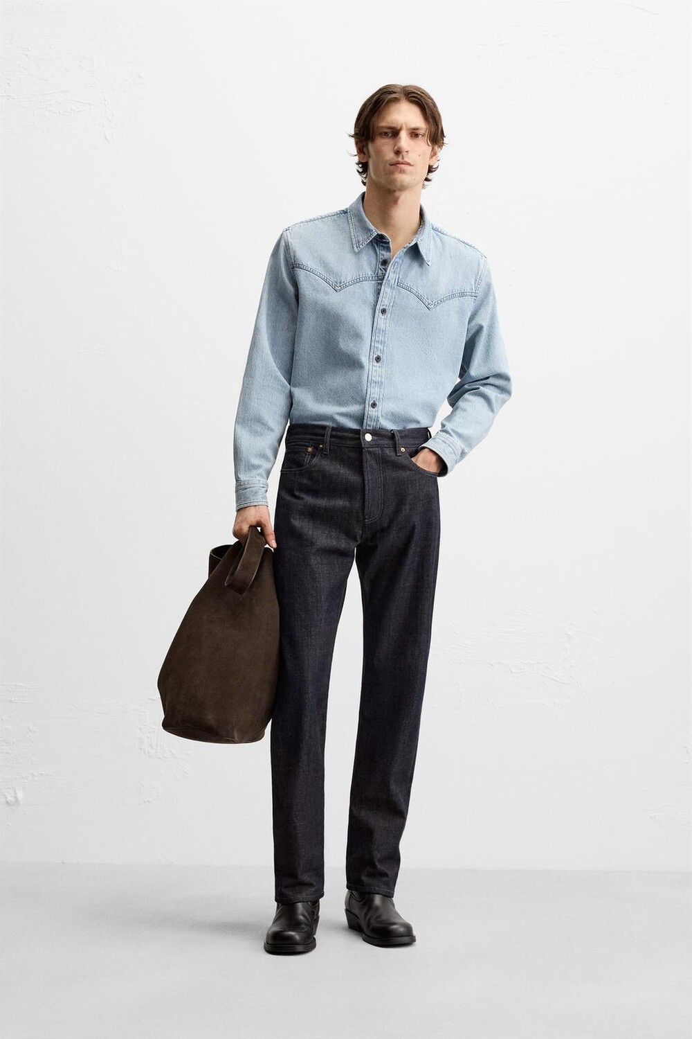 

Джинсовая рубашка в стиле вестерн ZARA, синий