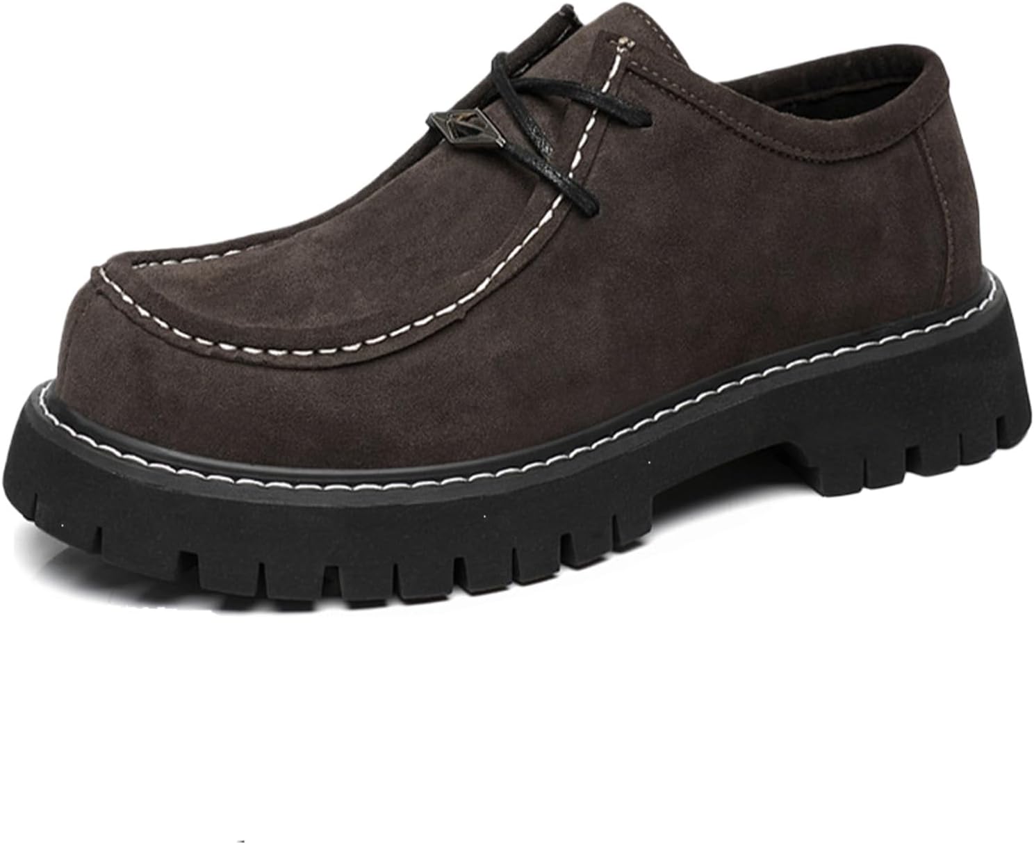 

Туфли оксфорды на платформе из замши для мужчин, классическая модель с массивным каблуком и рифленой подошвой, не скользящие, на шнуровке, с круглым носком, для офиса и делового стиля, дерби для уличного готического образа Oxngdmdm, коричневый