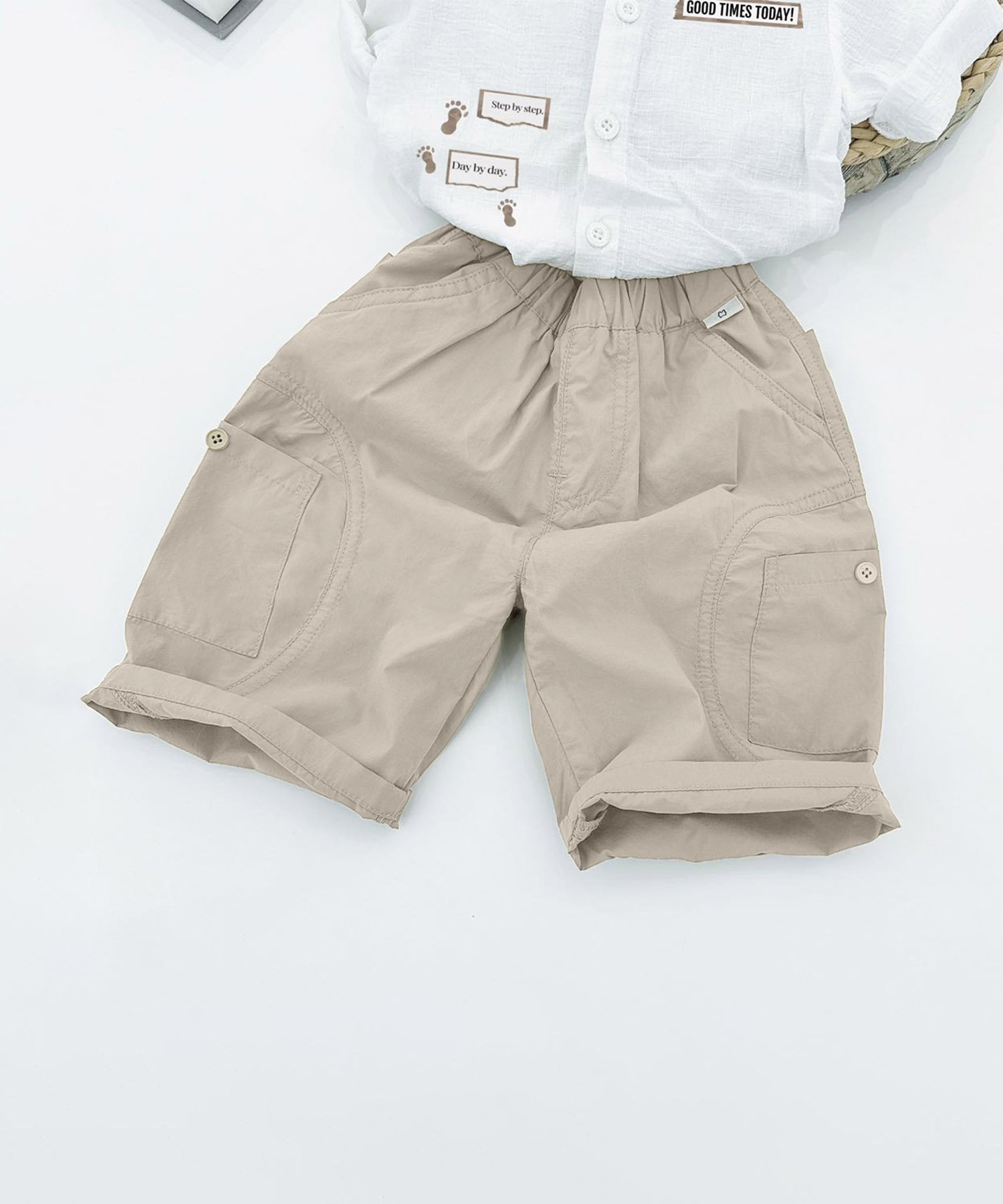 Простые цветные шорты Aimoha Kids, beige