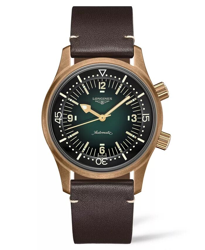 

Мужские швейцарские автоматические часы Legend Diver с коричневым кожаным ремешком, 42 мм Longines