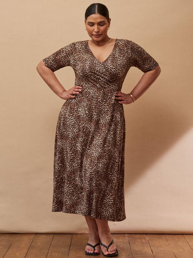 

Платье миди Curve с леопардовым принтом Live Unlimited, Brown