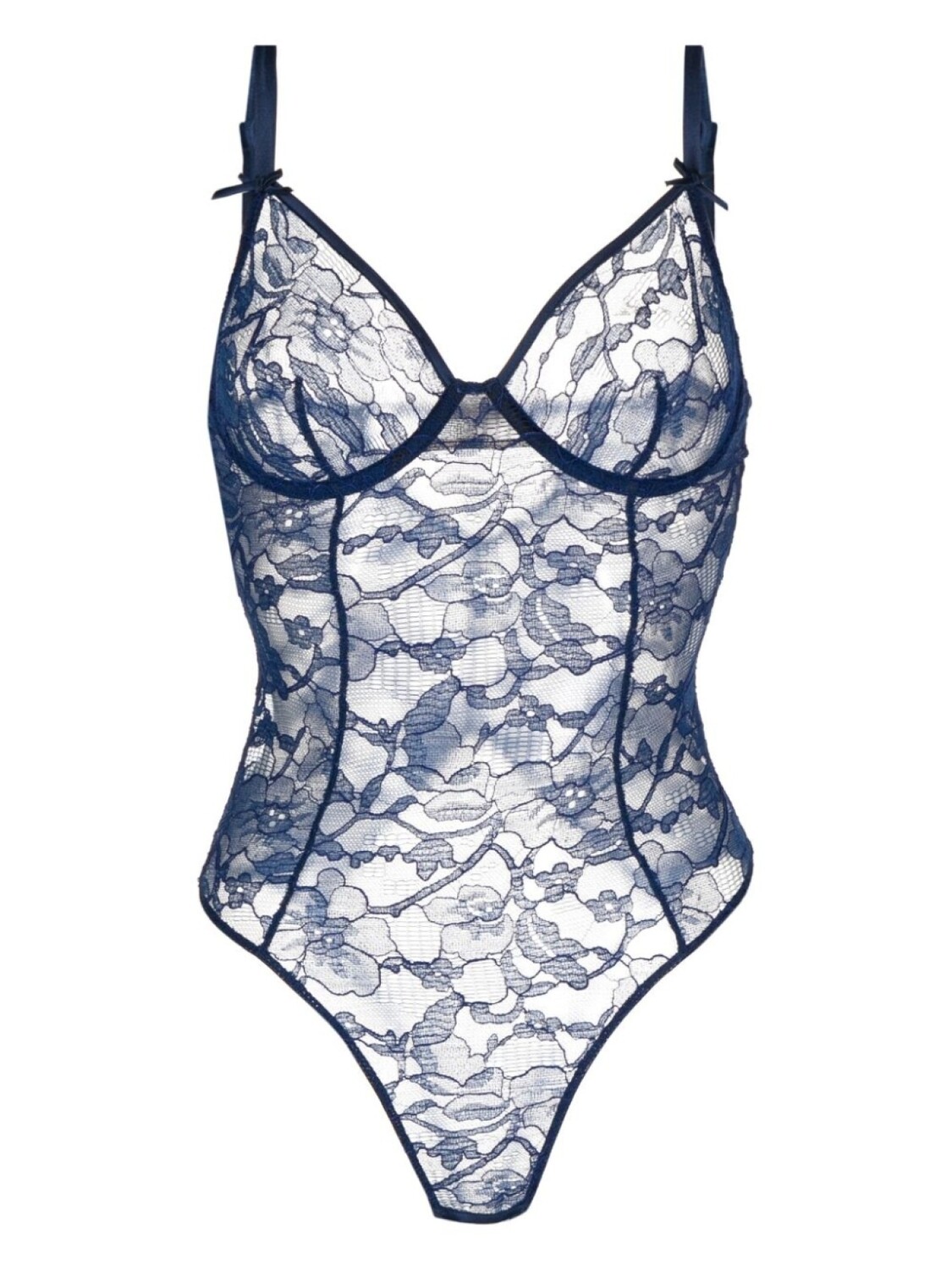 

Fleur Du Mal боди Magnolia с цветочной вышивкой, синий