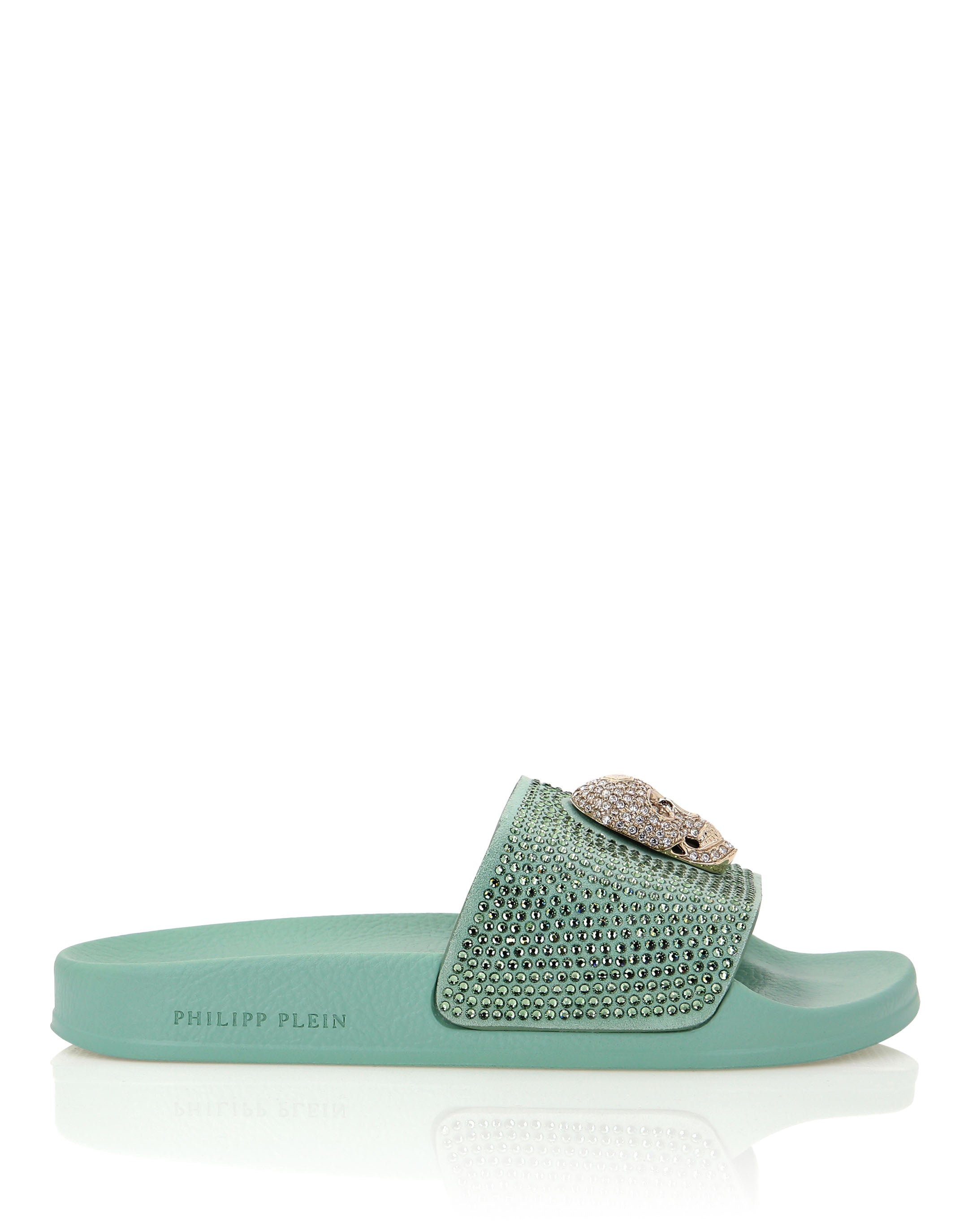Сандалии на плоской подошве с черепом и кристаллами PHILIPP PLEIN, Turquoise — фото 2