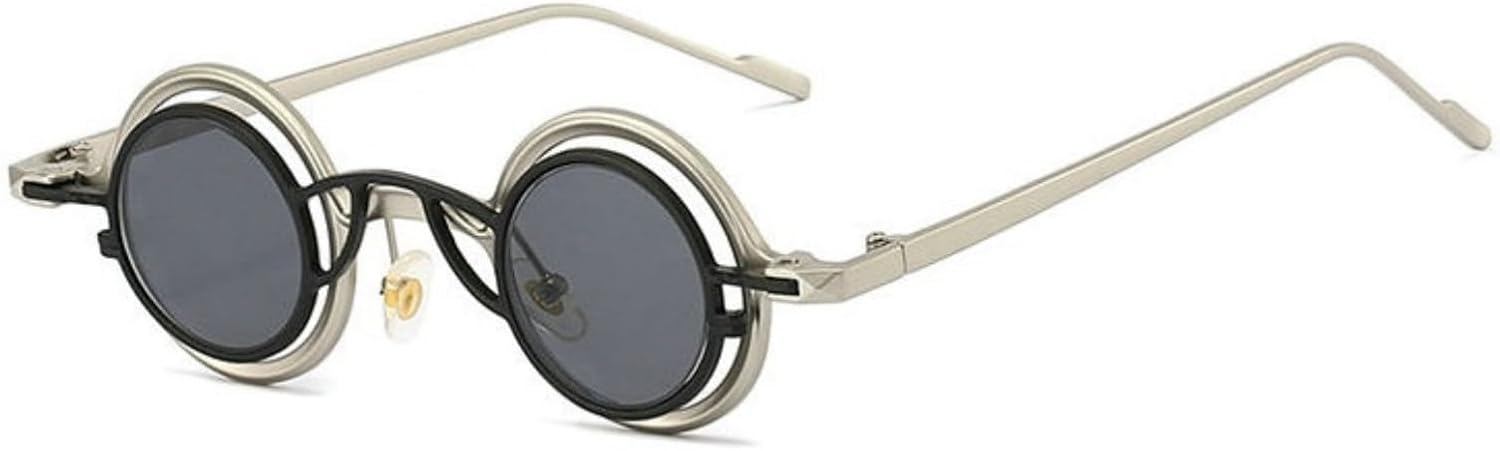 

COTIA 2026 Модные круглые солнцезащитные очки для женщин и мужчин, металлическая оправа, оригинальный дизайн, ретро-панк стиль, очки для активного отдыха, Silver Black