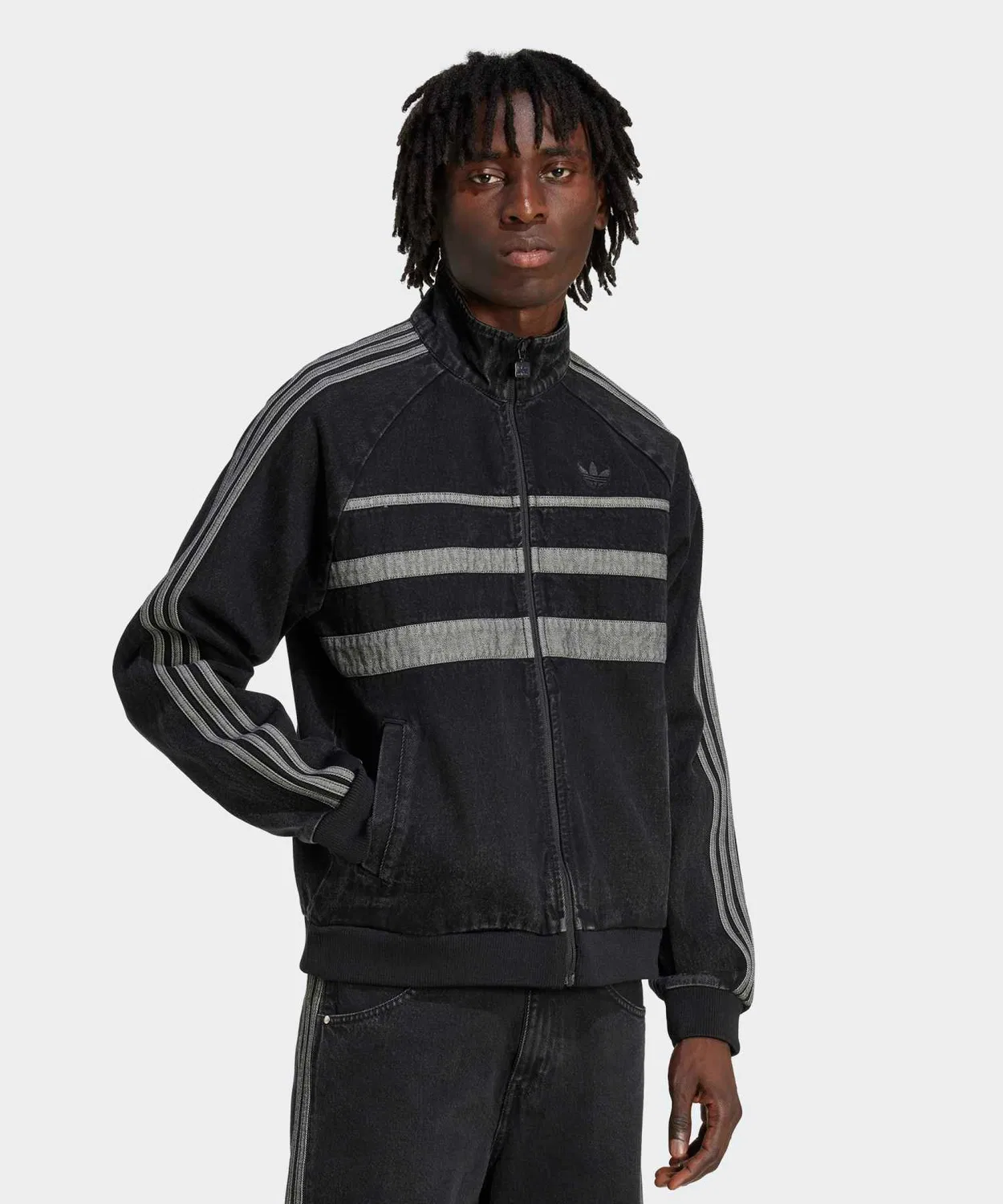 Трак-топ adidas Originals из чёрного денима, регулярный крой