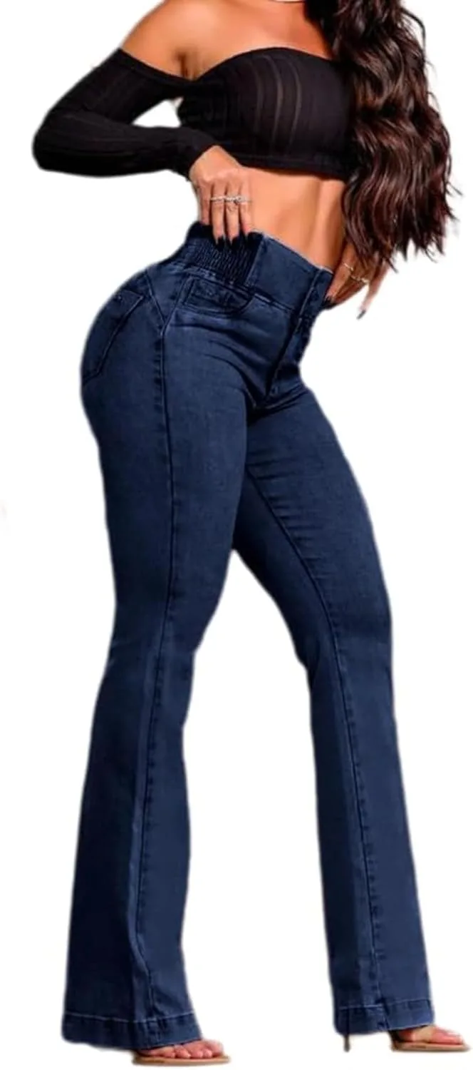 

Женские джинсы bootcut с эффектом подтяжки ягодиц и живота, высокие на талии HJRYJS