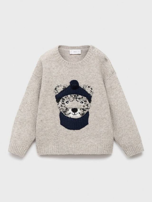 

Детский вязаный свитер с круглым вырезом Mango, Pastel Grey