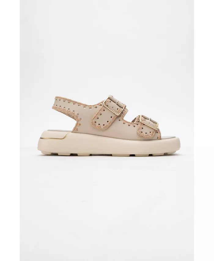 Сандалии Douro с кожаными переплетенными ремешками (женские) Forever & Always Shoes, коричневый/бежевый — фото 3