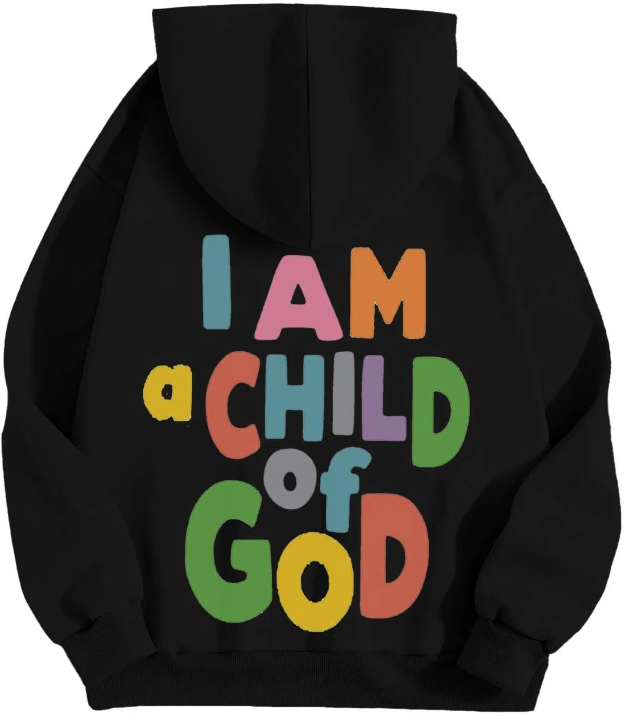 Худи для девушек с принтом I Am A Child Of God Jesus, на завязках, с карманами, A02-black — фото 3
