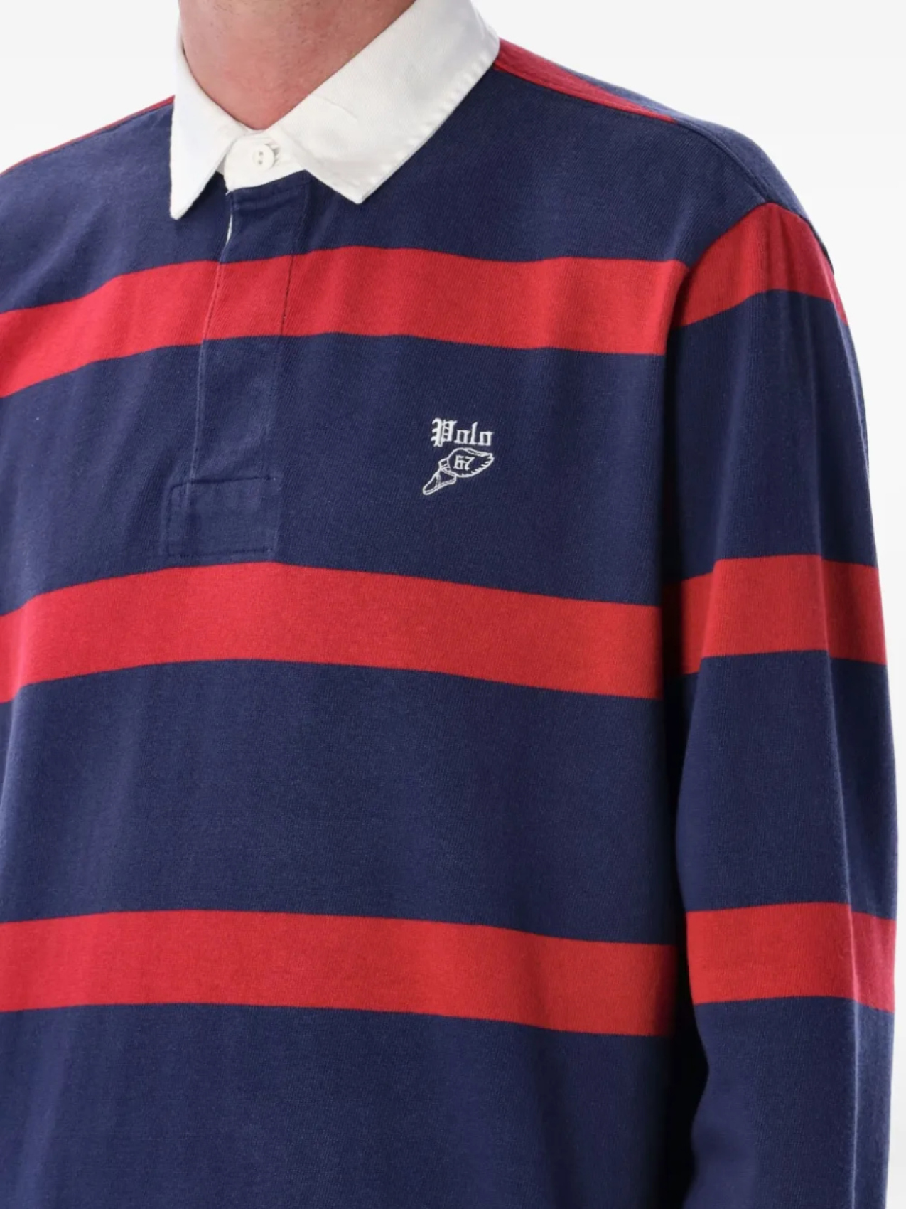 Рубашка поло Polo Ralph Lauren в полоску регби, синий — фото 3