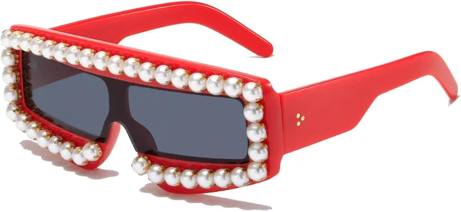 

Уникальные солнцезащитные очки с плоской верхней частью, цельные, с жемчужным блеском, для женщин и мужчин, большие, в стиле ретро, ​​с бриллиантами неправильной формы TVTBBVV, C6