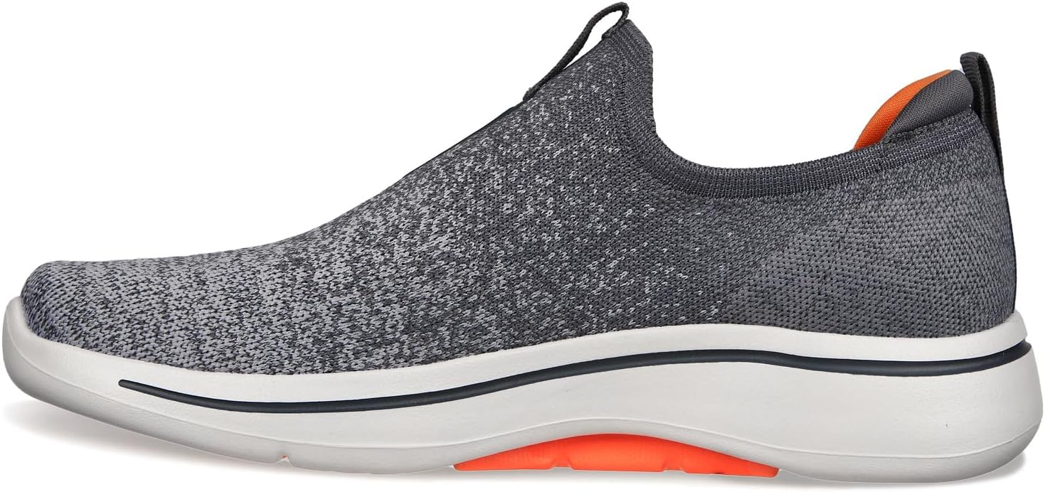 Мужские кроссовки Skechers GoWalk Arch Fit Stretch Fit слипоны для спорта и повседневной носки, оранжевый/угольный — фото 4