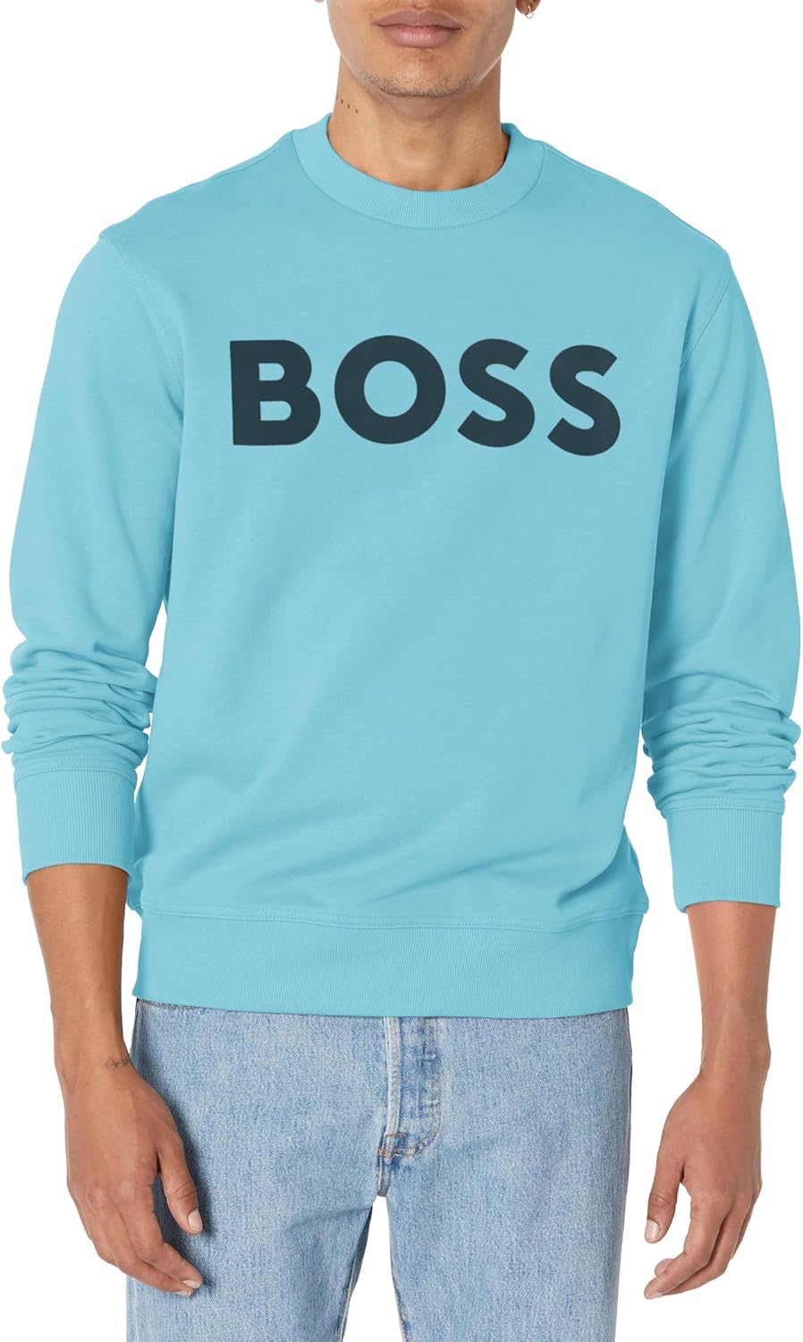 

BOSS мужской свитшот с логотипом Bold Logo, френч терри, Blue Aster