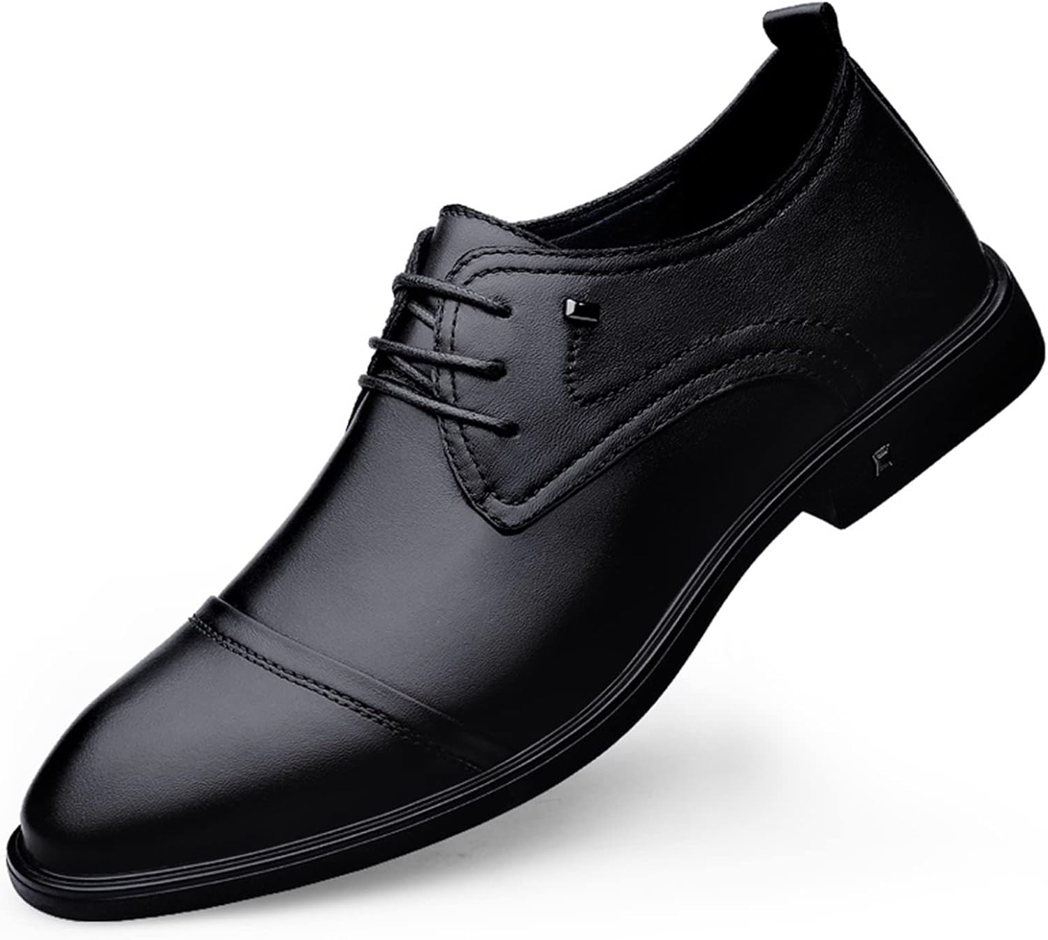 

Мужские оксфорды с шнуровкой, дерби с круглым носком, кожаные, с противоскользящей подошвой, низкий каблук, нескользящие, для вечеринок Xjsdjhount, черный