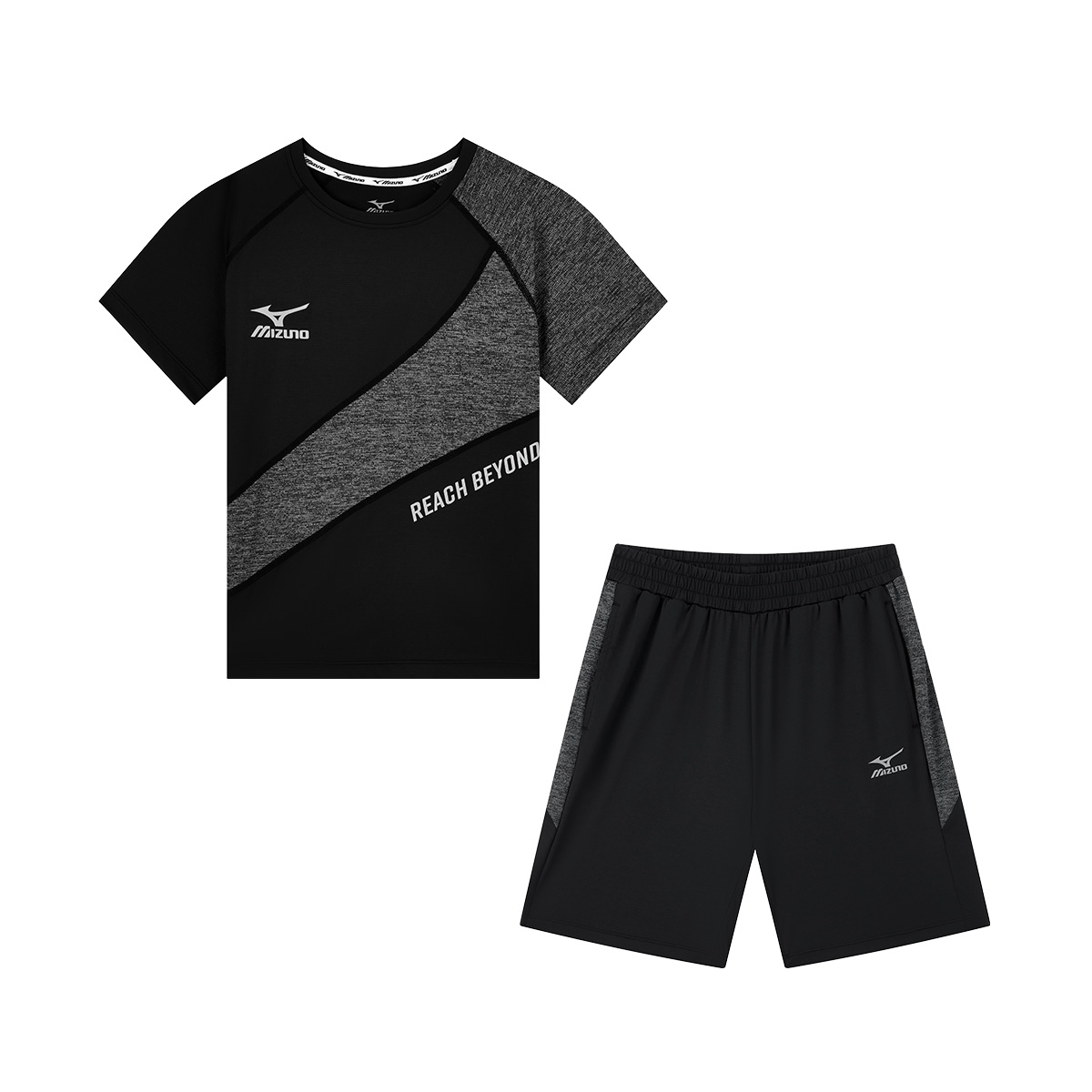 

Повседневная спортивная одежда для детей черно-серого цвета Mizuno