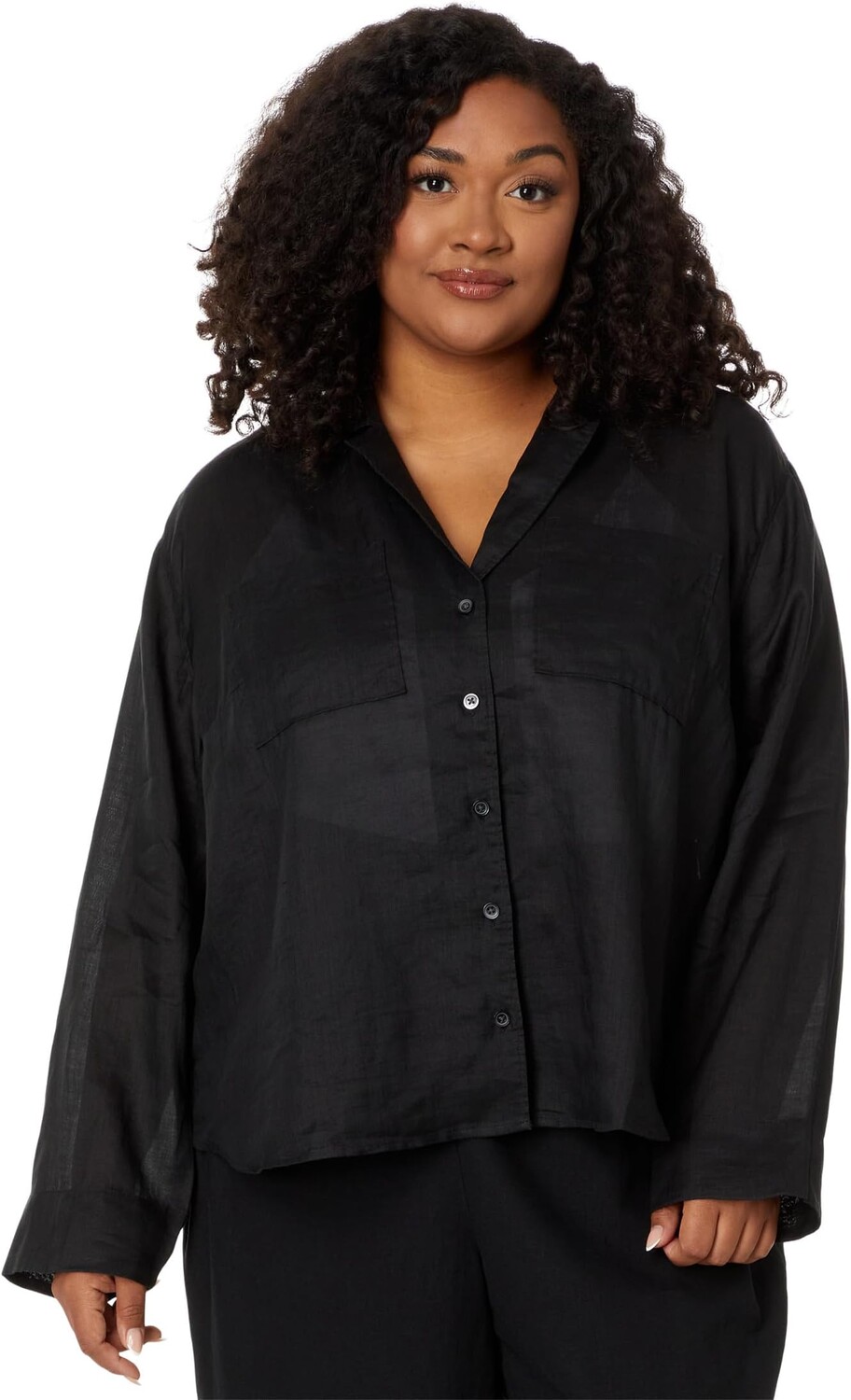 

Рубашка Madewell Plus Resort Long-Sleeve Shirt in Ramie, цвет True Black