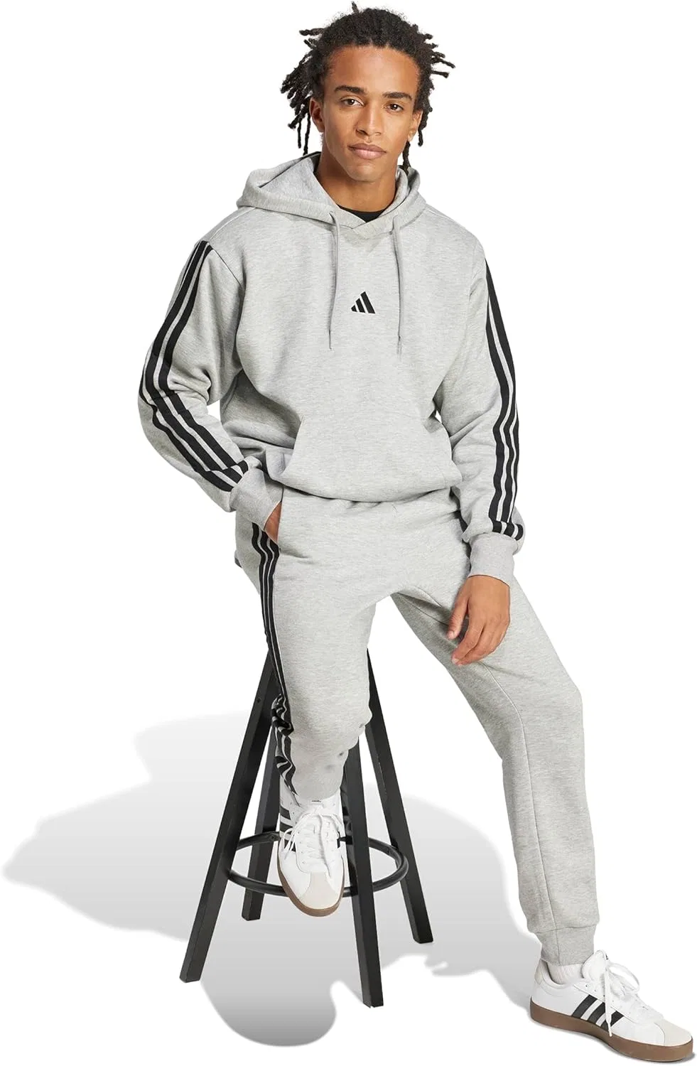 Толстовка с флисом adidas, цвет Medium Grey Heather/Black — фото 2