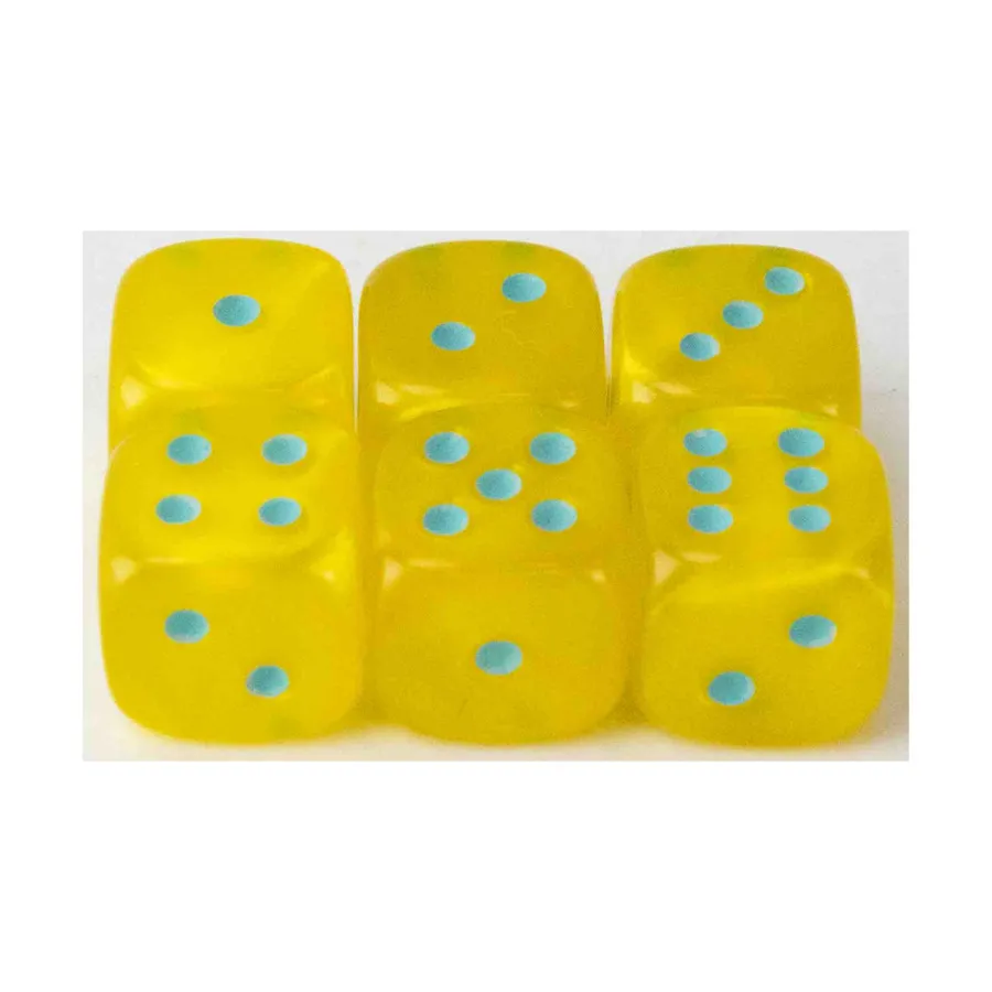 

d6 12 мм Желтый с аквамарином (6), Dice - Satin, 12mm (Crystal Caste)