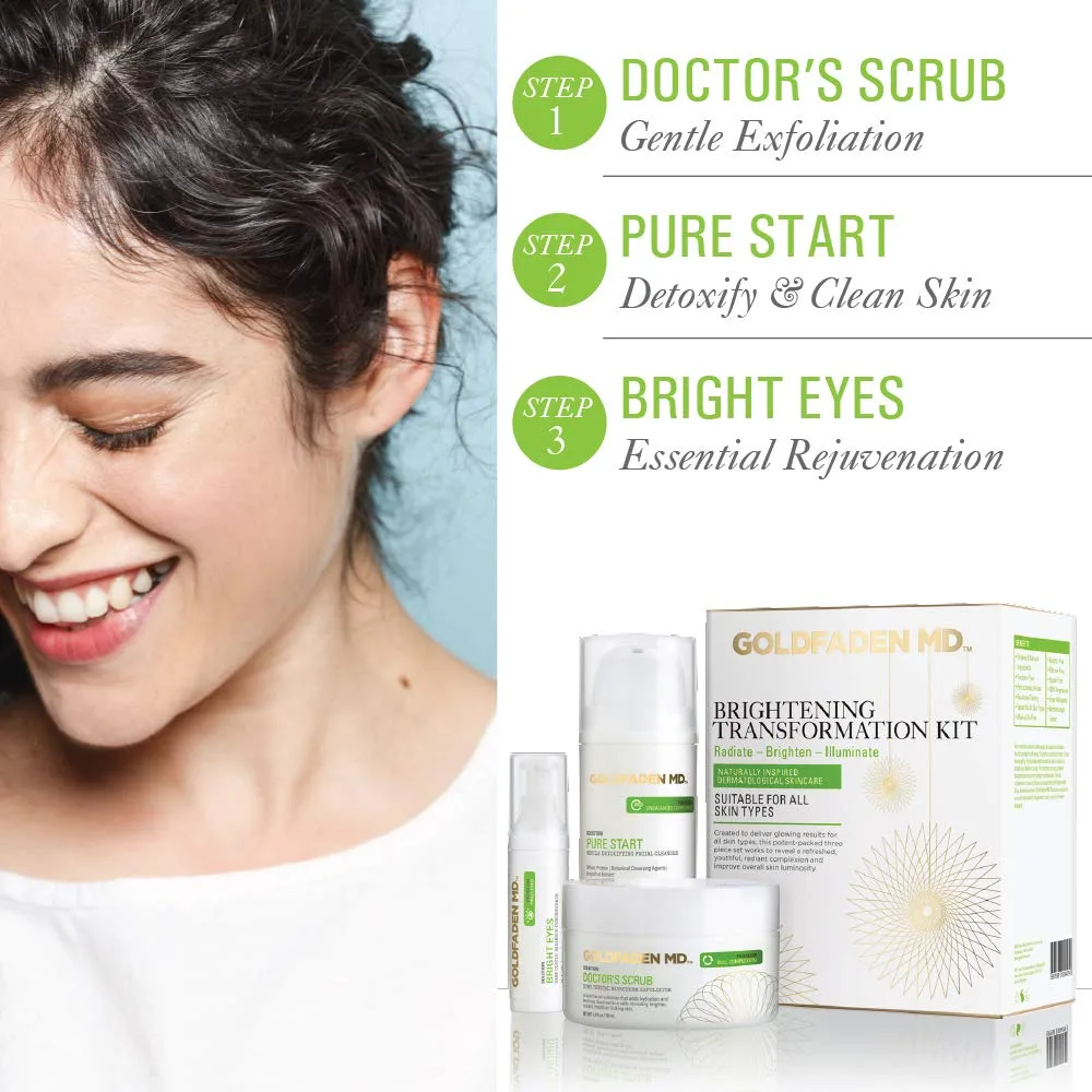 Набор для осветления кожи GOLDFADEN MD Brightening Transformation Kit | включает скраб-микродермабразию Doctors Scrub, очищающее средство Pure Start и крем для глаз Bright Eyes | 3 предмета Набор из 3 штук, Red — фото 3