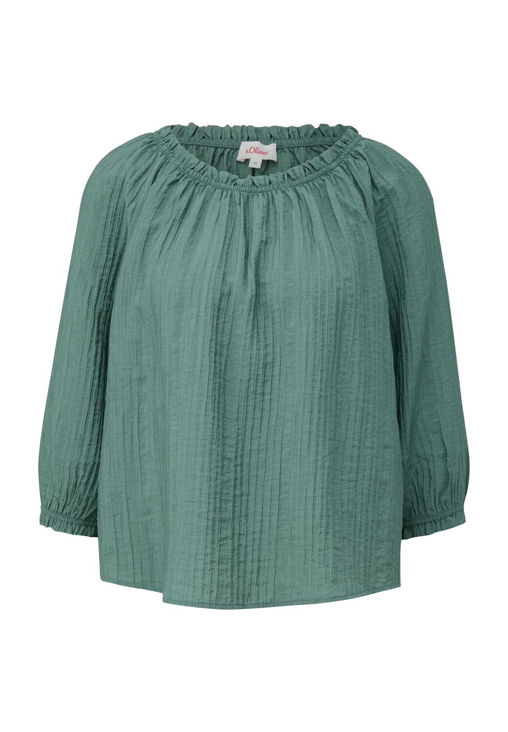 

Блуза-рубашка, рукав 7/8, с открытыми плечами, женская S.Oliver, цвет 6575 Blue Green