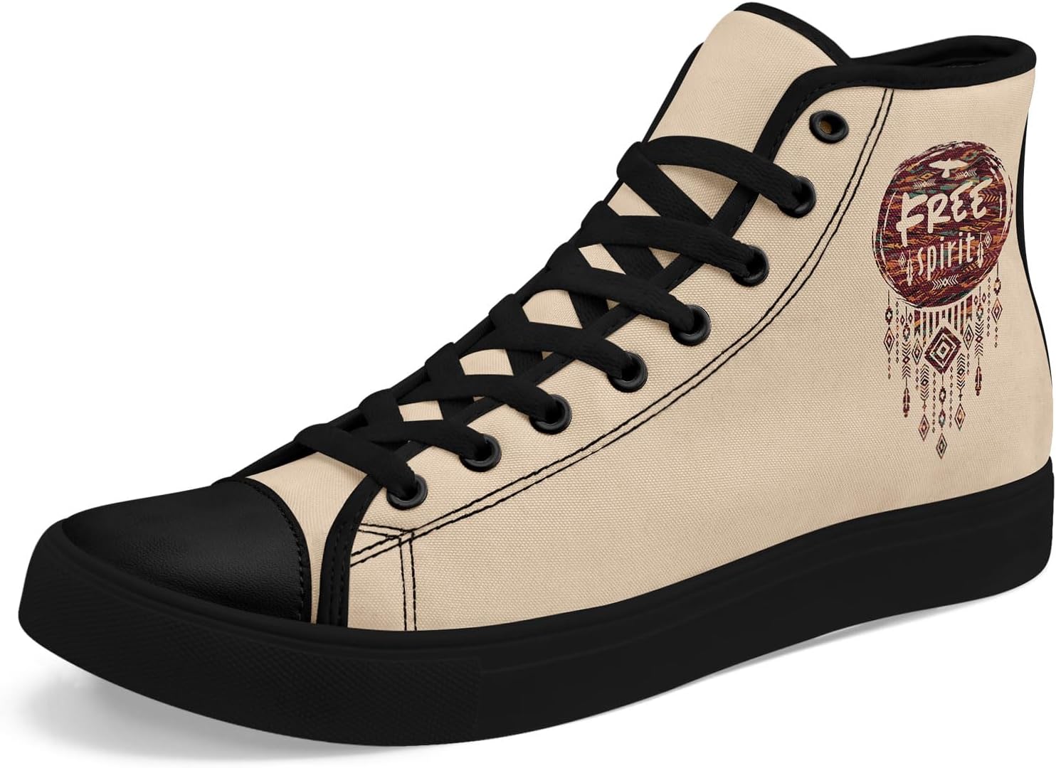 

Высокие кеды из канвы для мужчин и женщин - дышащие, легкие, этнические повседневные туфли с прочной резиновой подошвой Awsole, черный