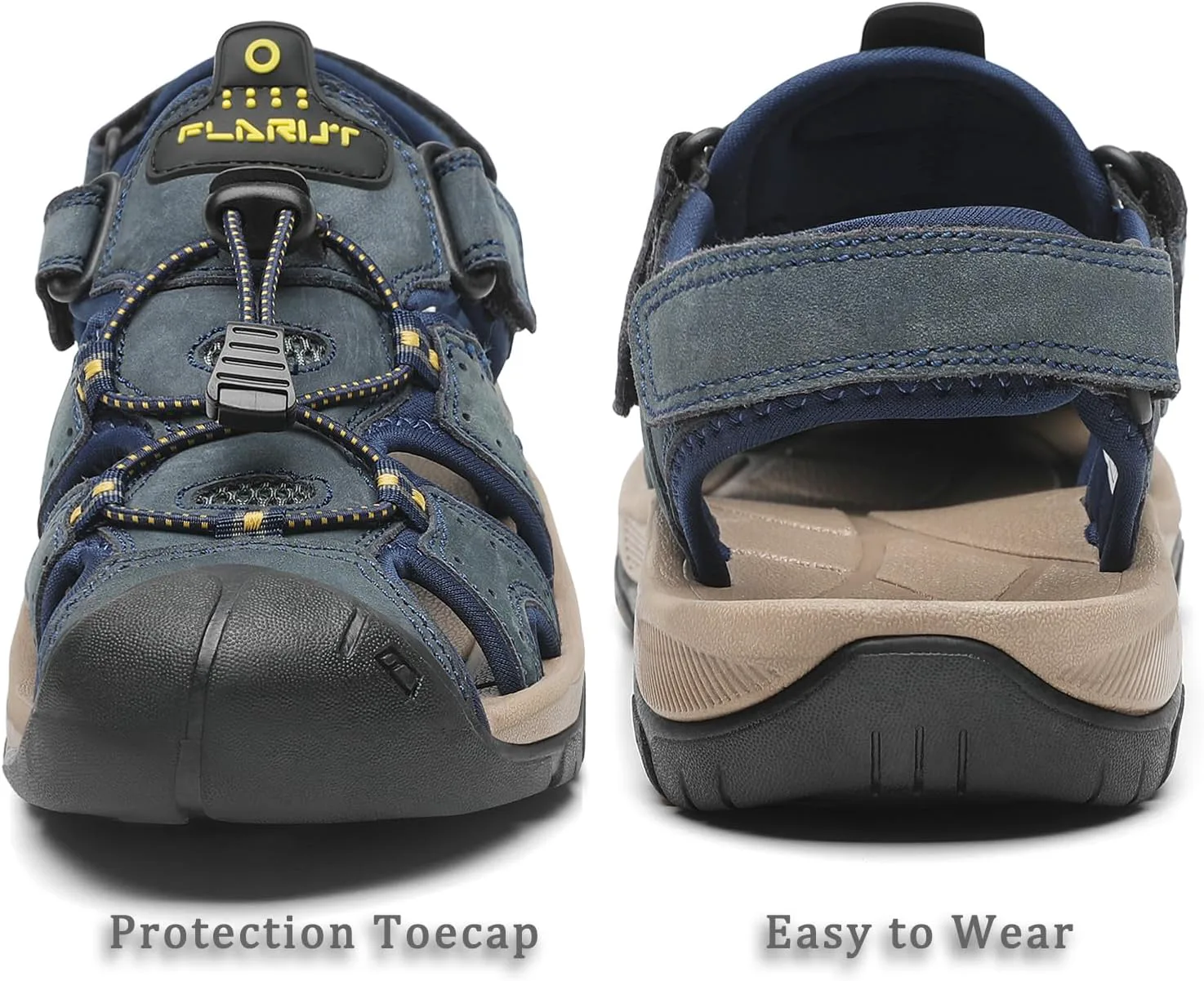 

Мужские спортивные сандалии FLARUT для активного отдыха, походов, с закрытым носком, кожаные, легкие, для прогулок по тропам, повседневные сандалии, водоотталкивающие, синий